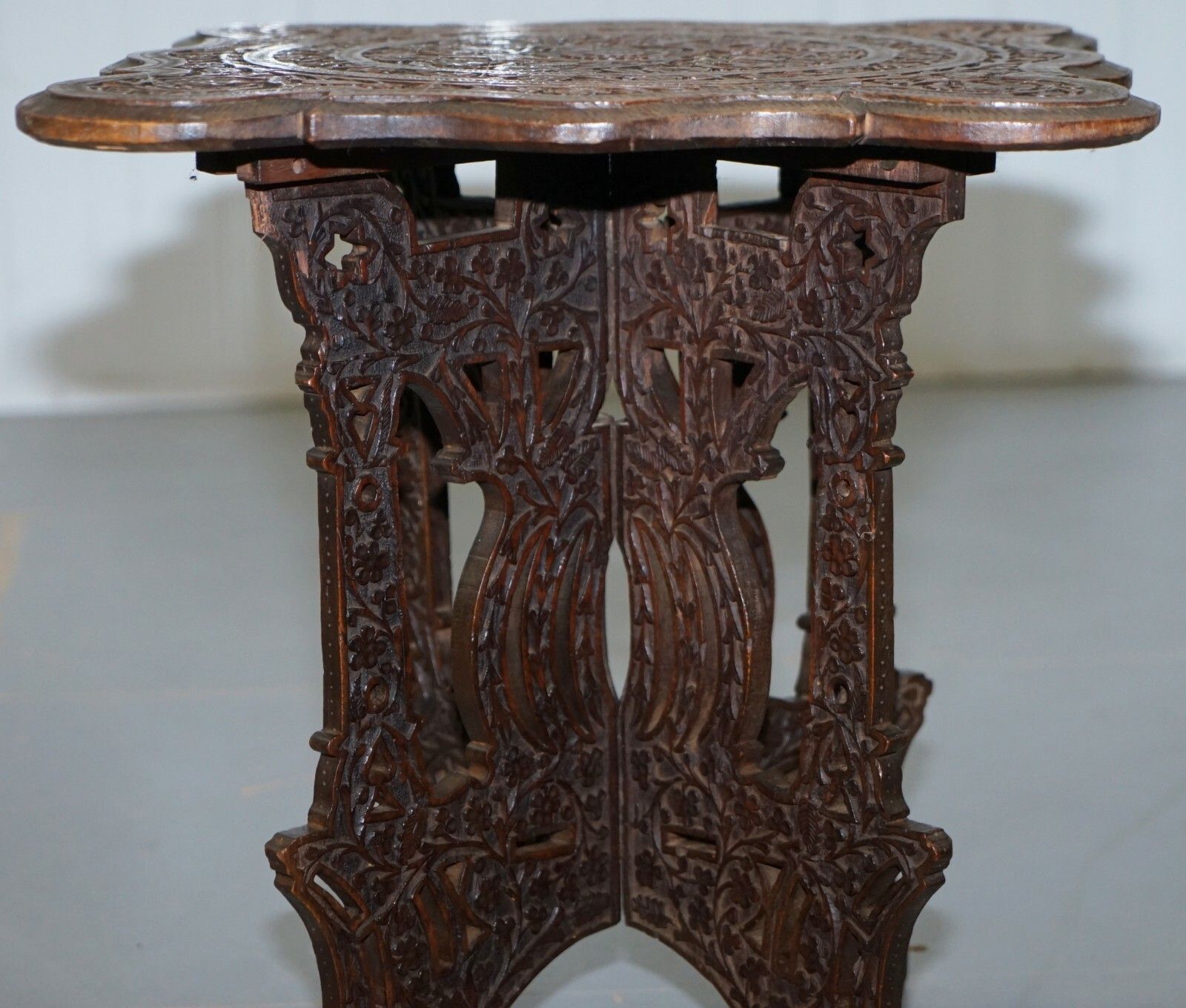 photo furniture Anglo Burmese Hand Carved 19th Century Rosewood Antique Side End Lamp Wine Table