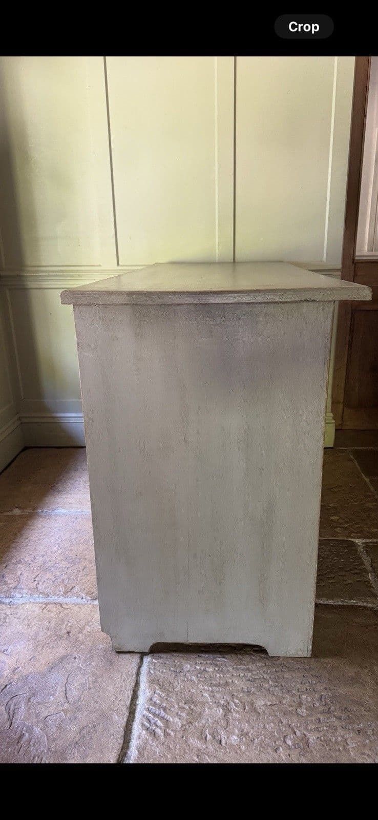 photo buy Antique European Style Grey Painted Pine Glazed Dresser Display Cabinet Cupboard
