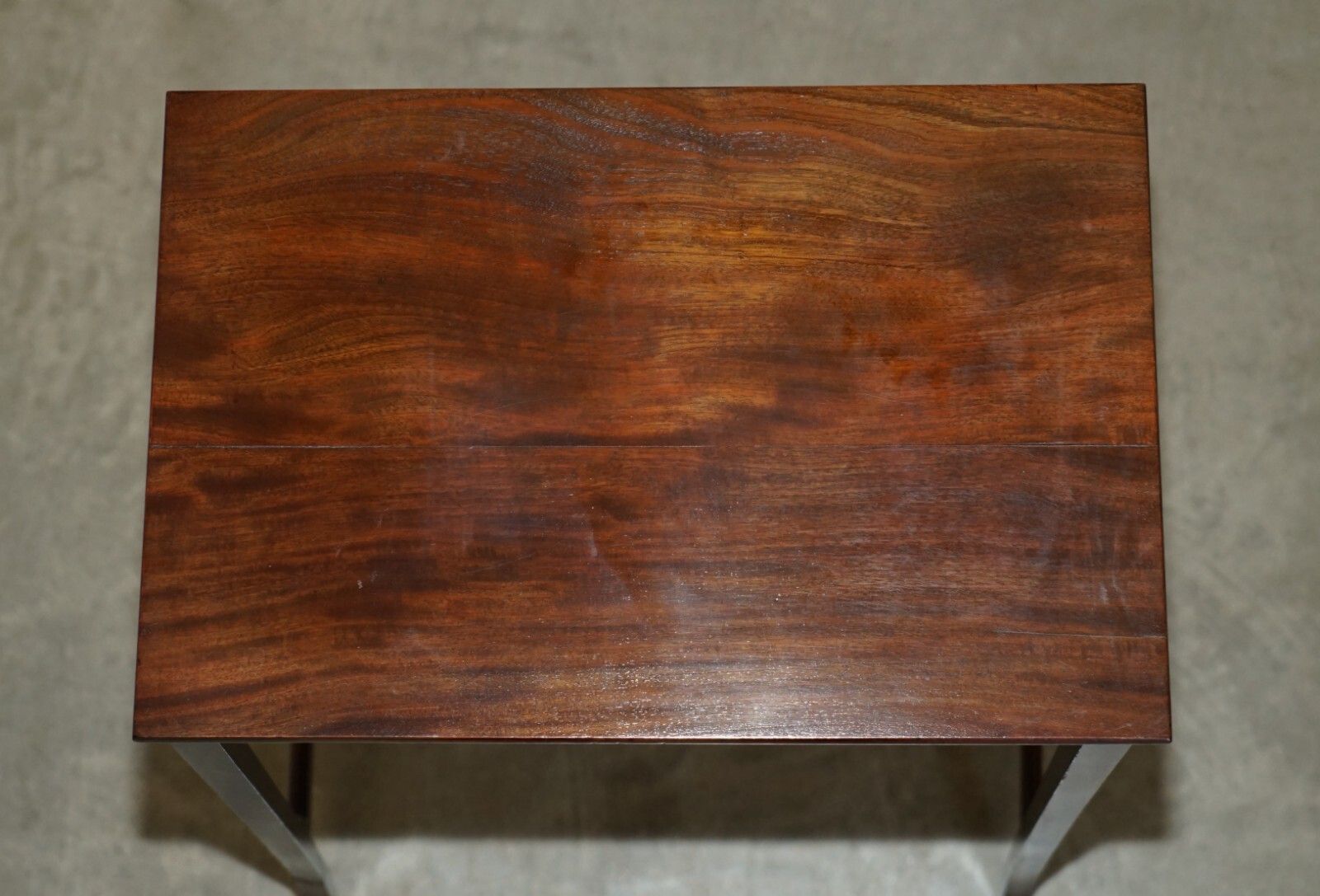 Furniture Vintage Circa 1940's English Mahogany Nest Of Three Side End Lamp Wine Tables photo