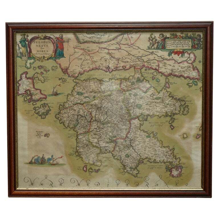 Greece 1660 Jan Jansson Watercolour Map Peloponesus Sive Morea I Laurenbergio
