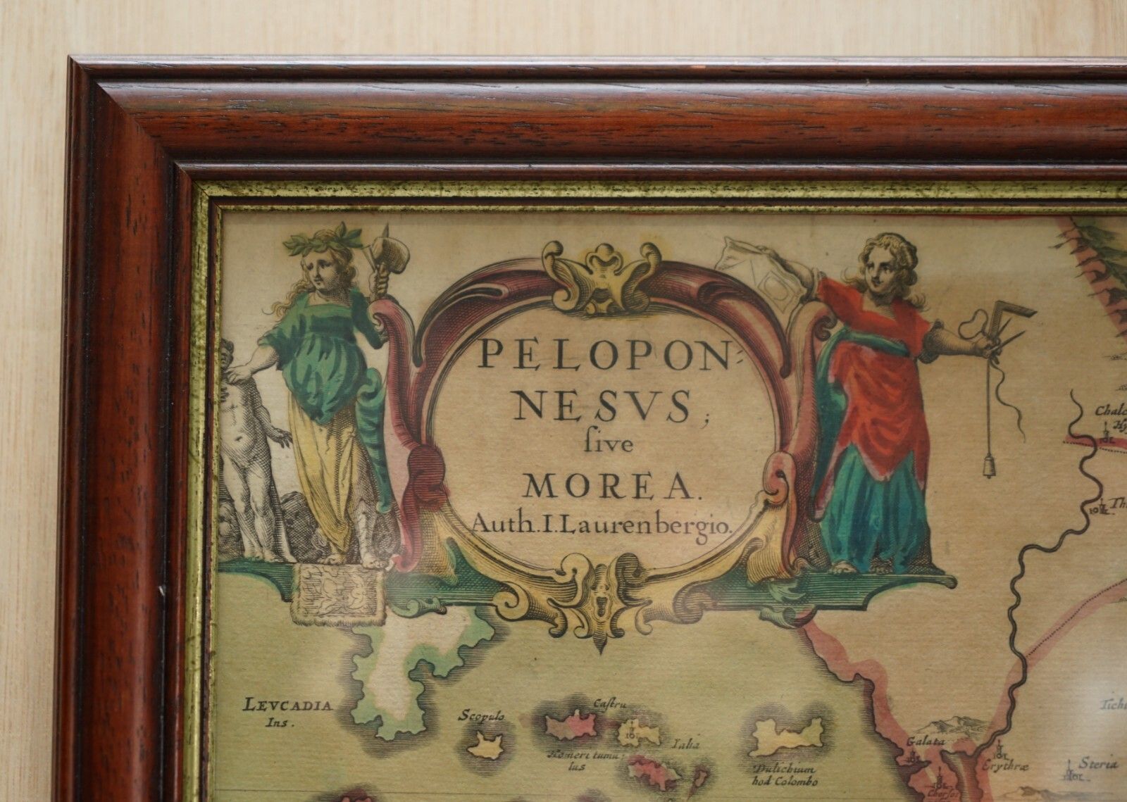 Greece 1660 Jan Jansson Watercolour Map Peloponesus Sive Morea I Laurenbergio photo for sale
