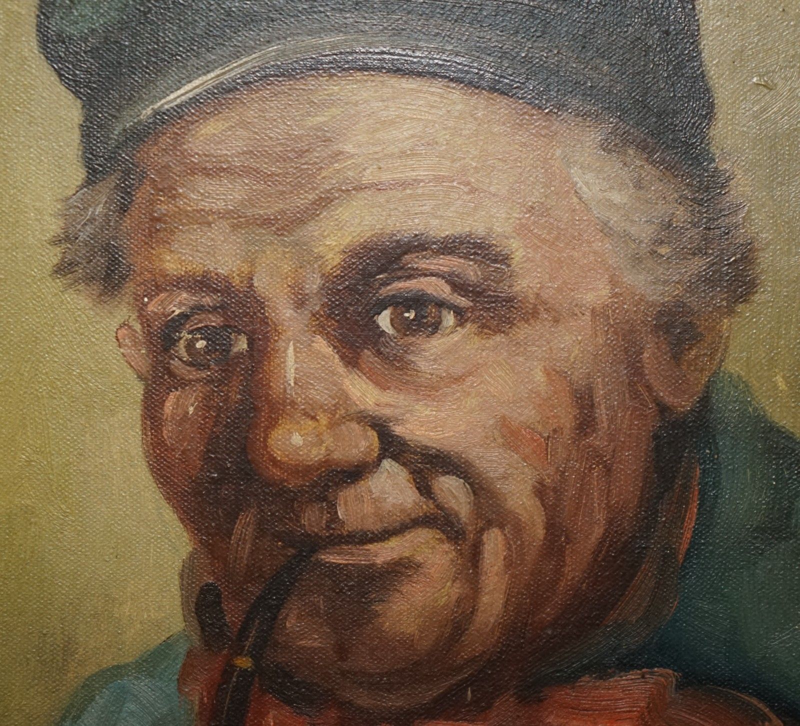 photo furniture 19th Century Dutch Oil On Canvas Painting Of Old Man Smoking A Pipe Part Suite