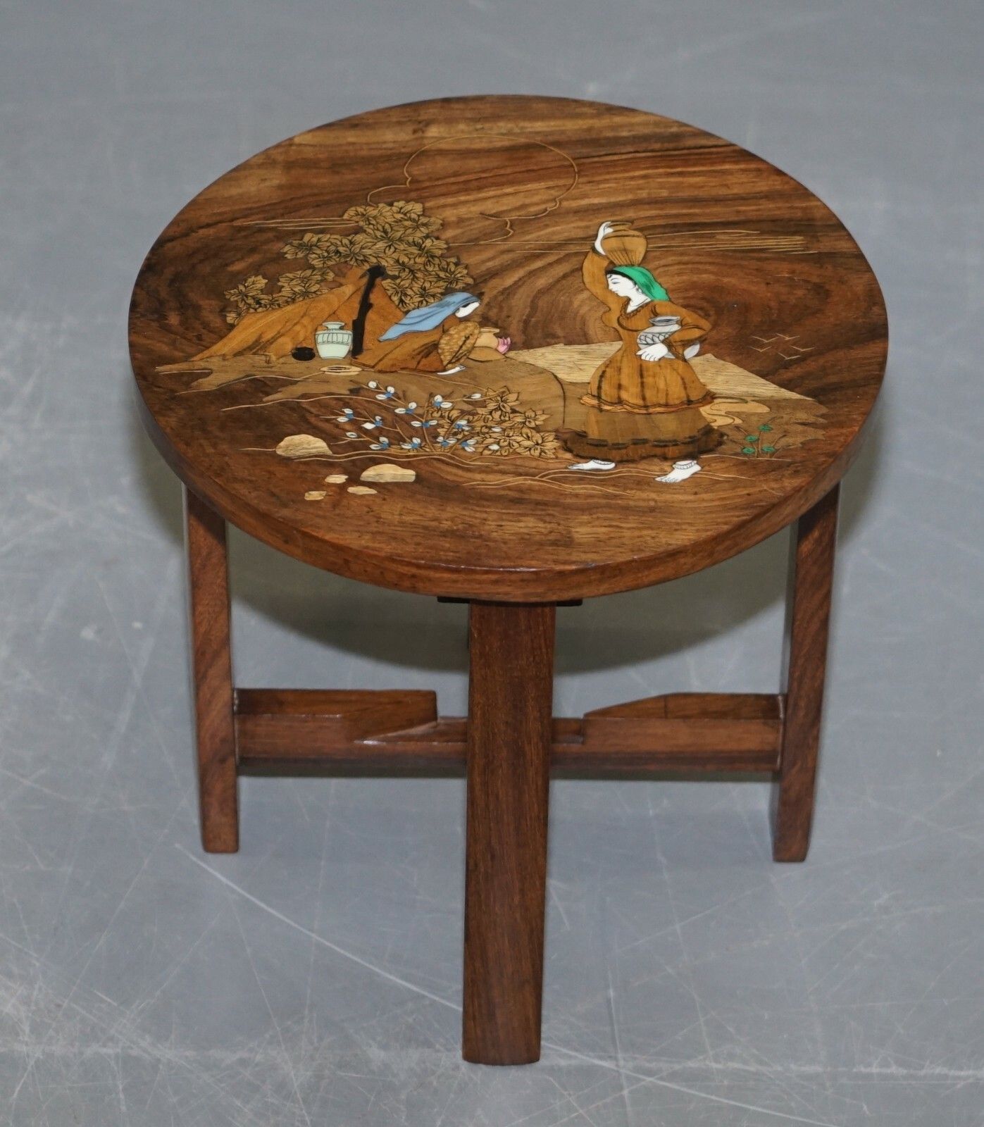 Antique Japanese Shibayama Inlaid Rural Colelcting Water Jug Rosewood Side Table photo for sale