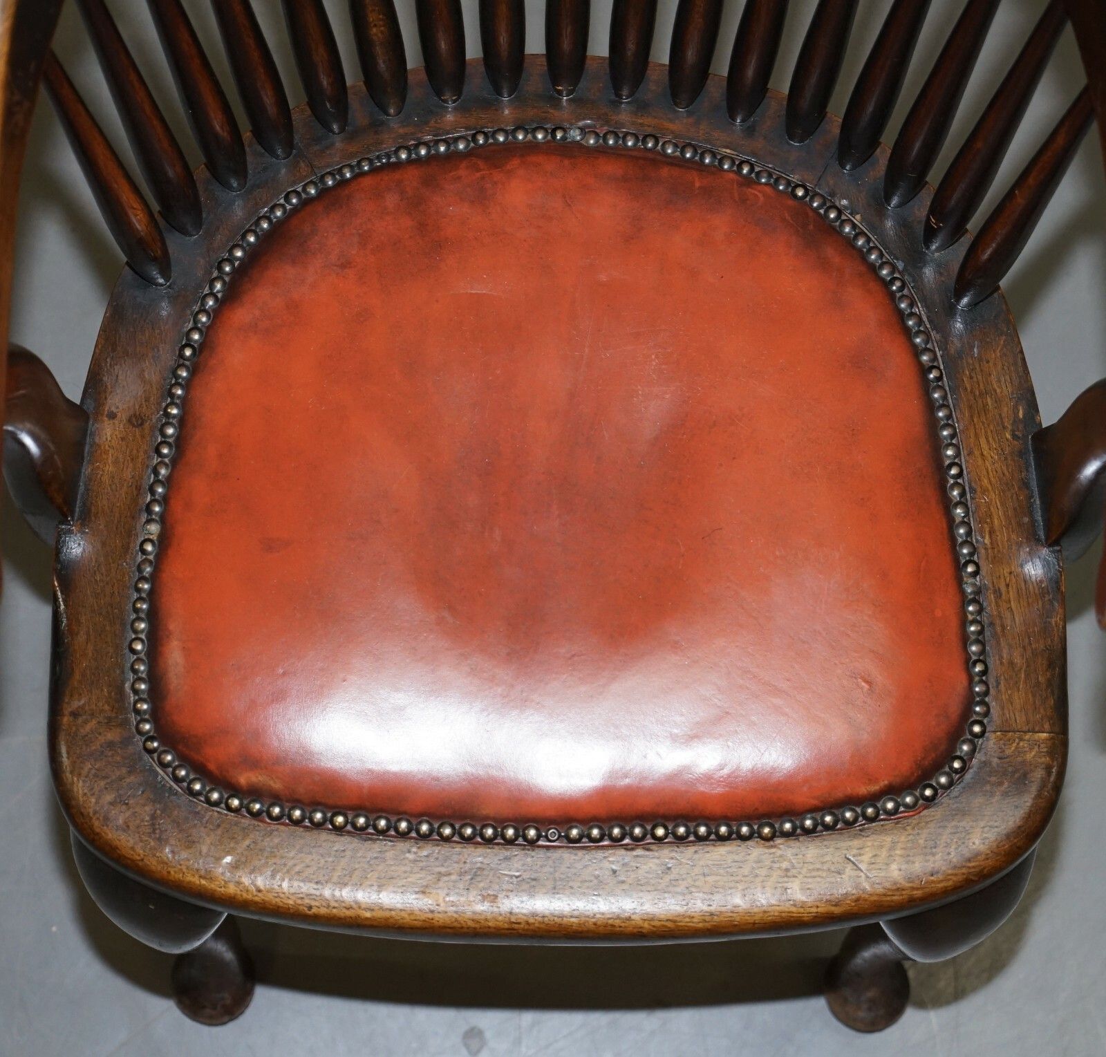 Lovely Antique English Edwardian Ralph Johnson Oak Captains Office Desk Armchair photo vinterior