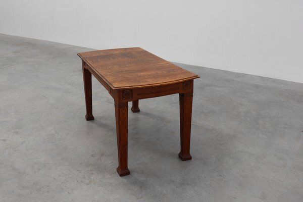 Art Deco Dining Table In Oak With Carved Frieze, 1920s photo buy