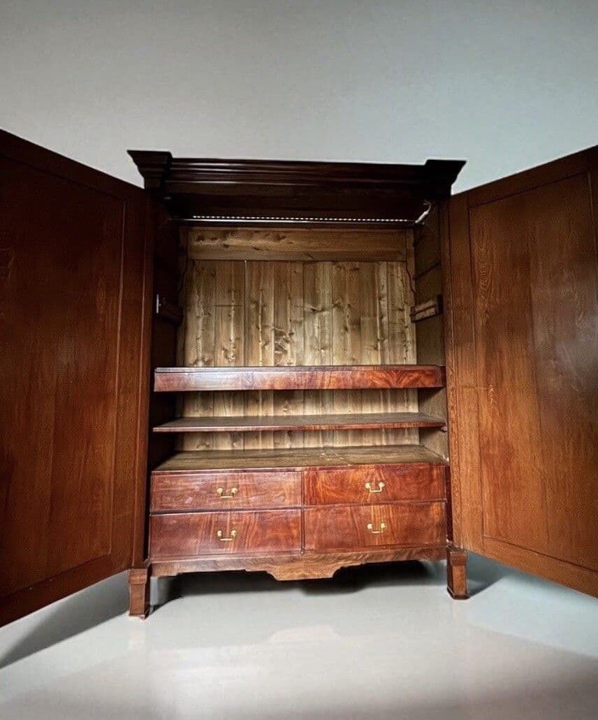 Large Antique Victorian Mahogany Linen Press Tv Cabinet Armoire Wardrobe photo furniture
