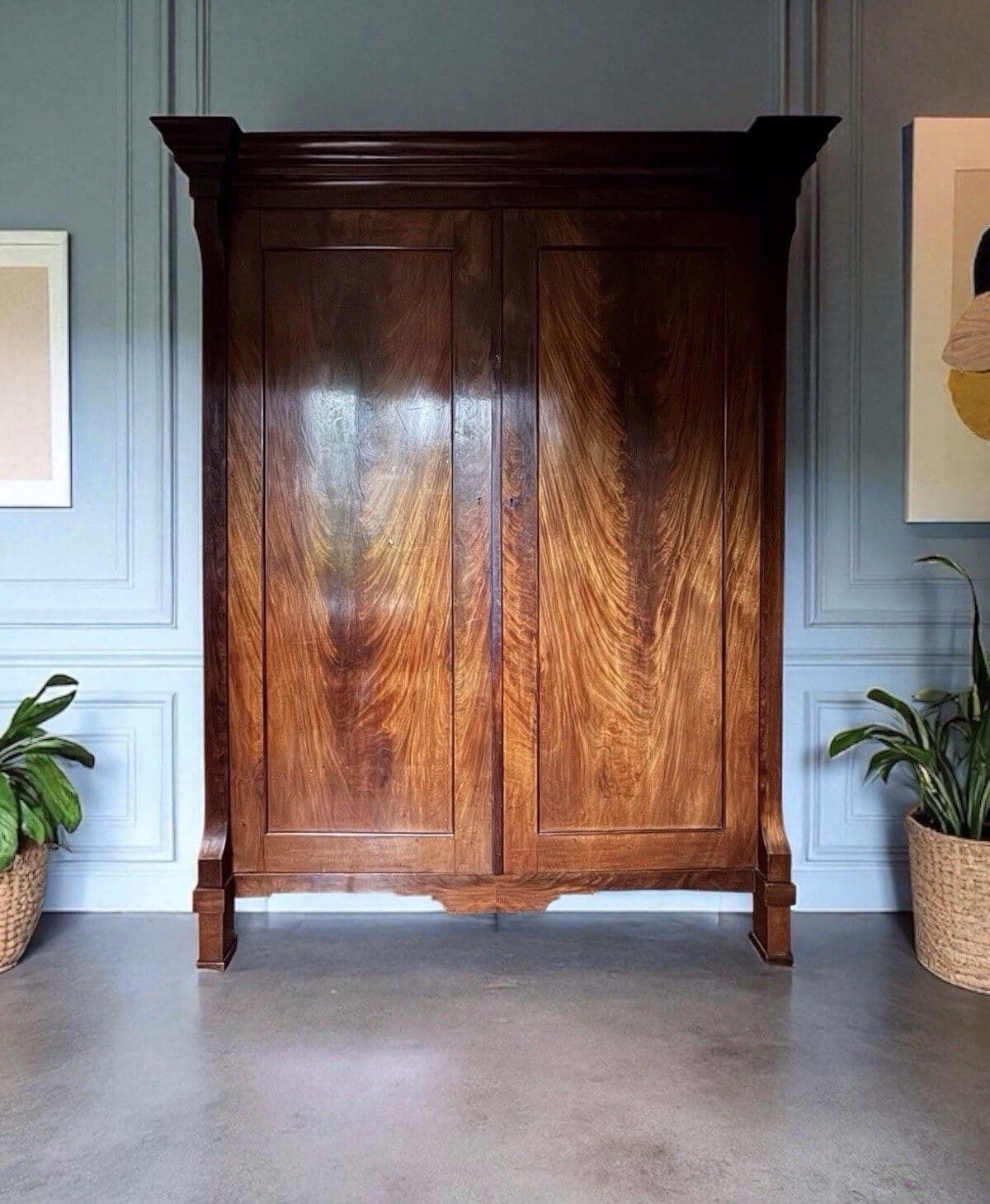 Large Antique Victorian Mahogany Linen Press Tv Cabinet Armoire Wardrobe photo Furniture