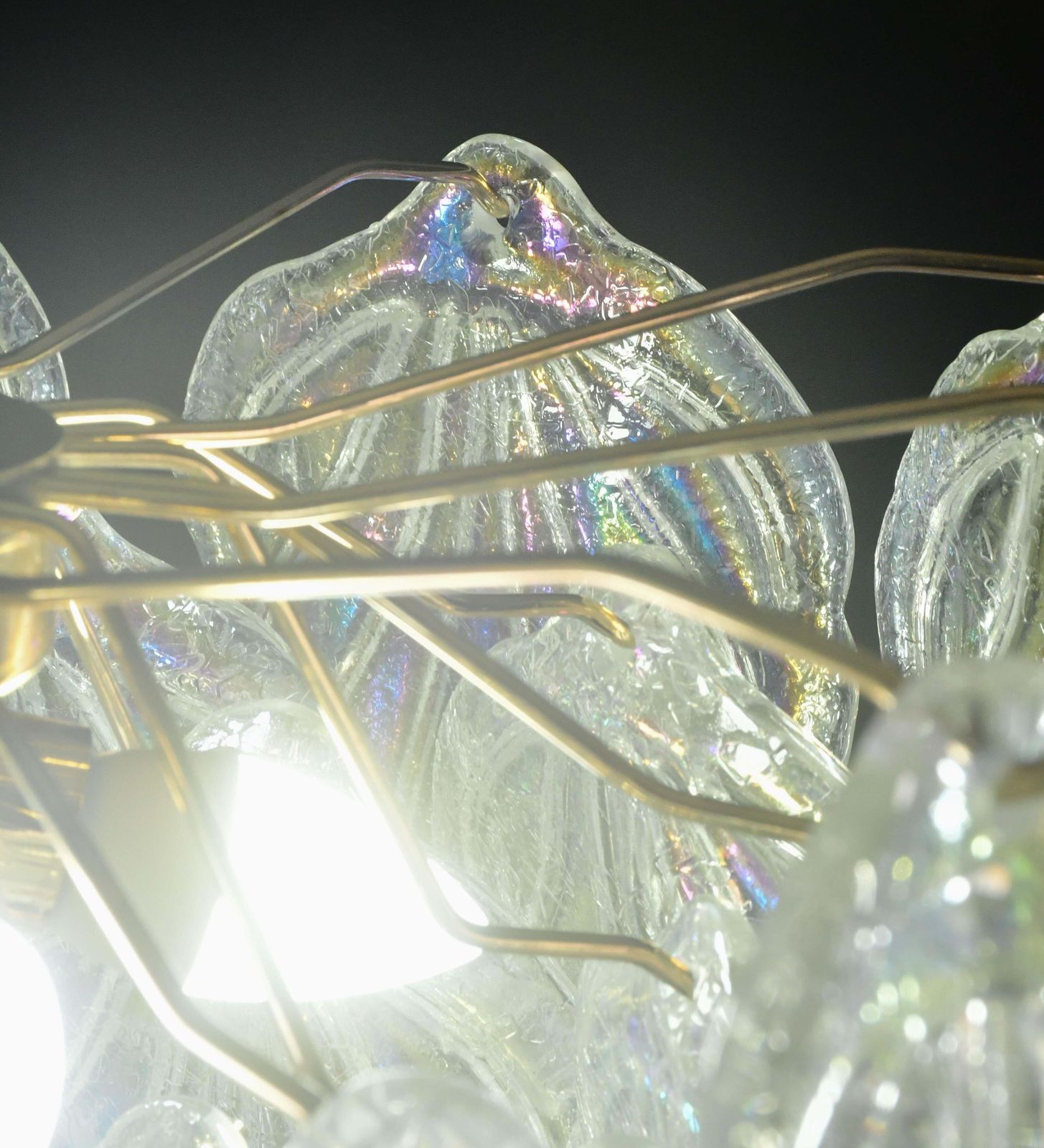 Amazing Large Murano Glass Rainbow Leaves Chandelier photo vinterior