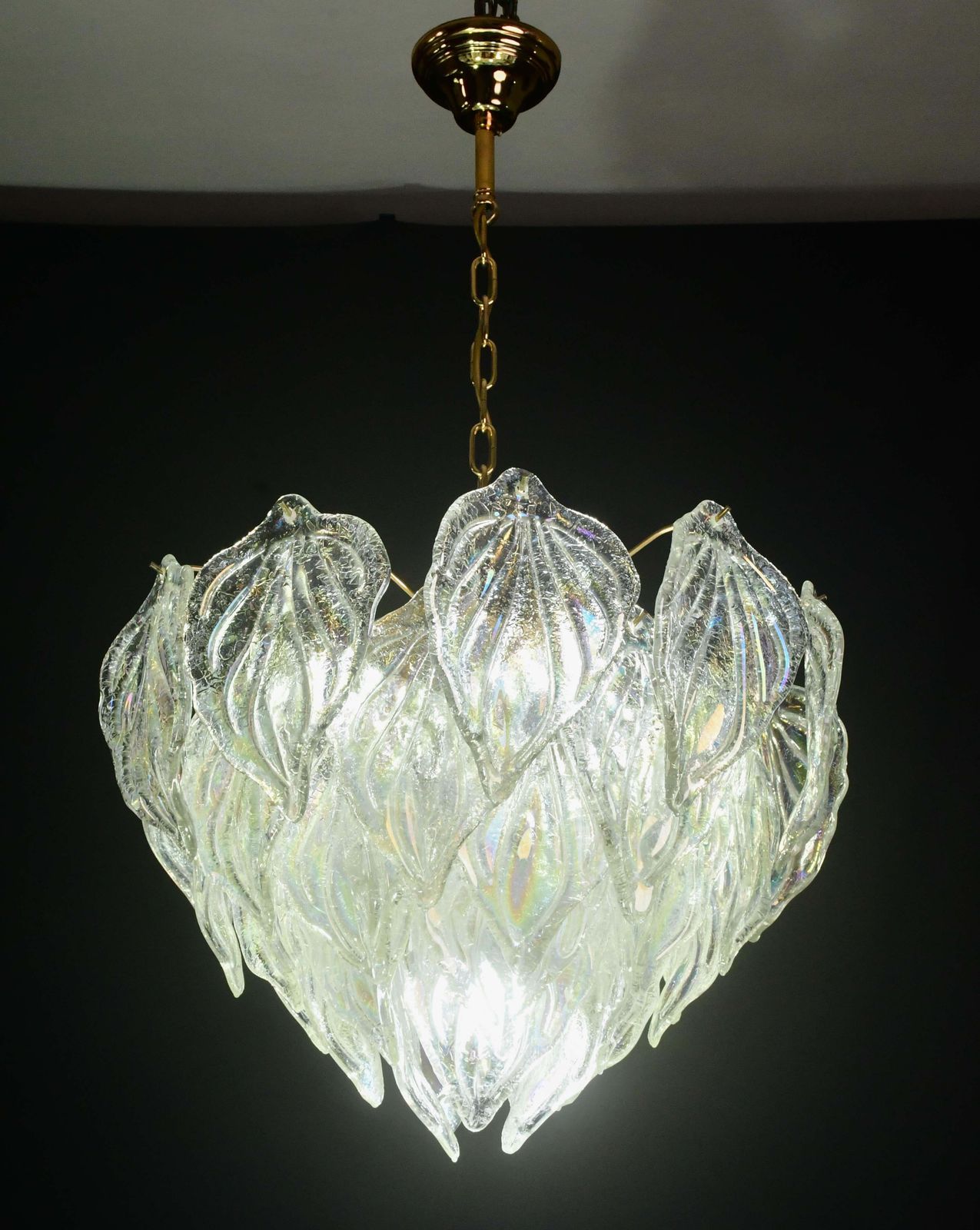 Amazing Large Murano Glass Rainbow Leaves Chandelier photo buy