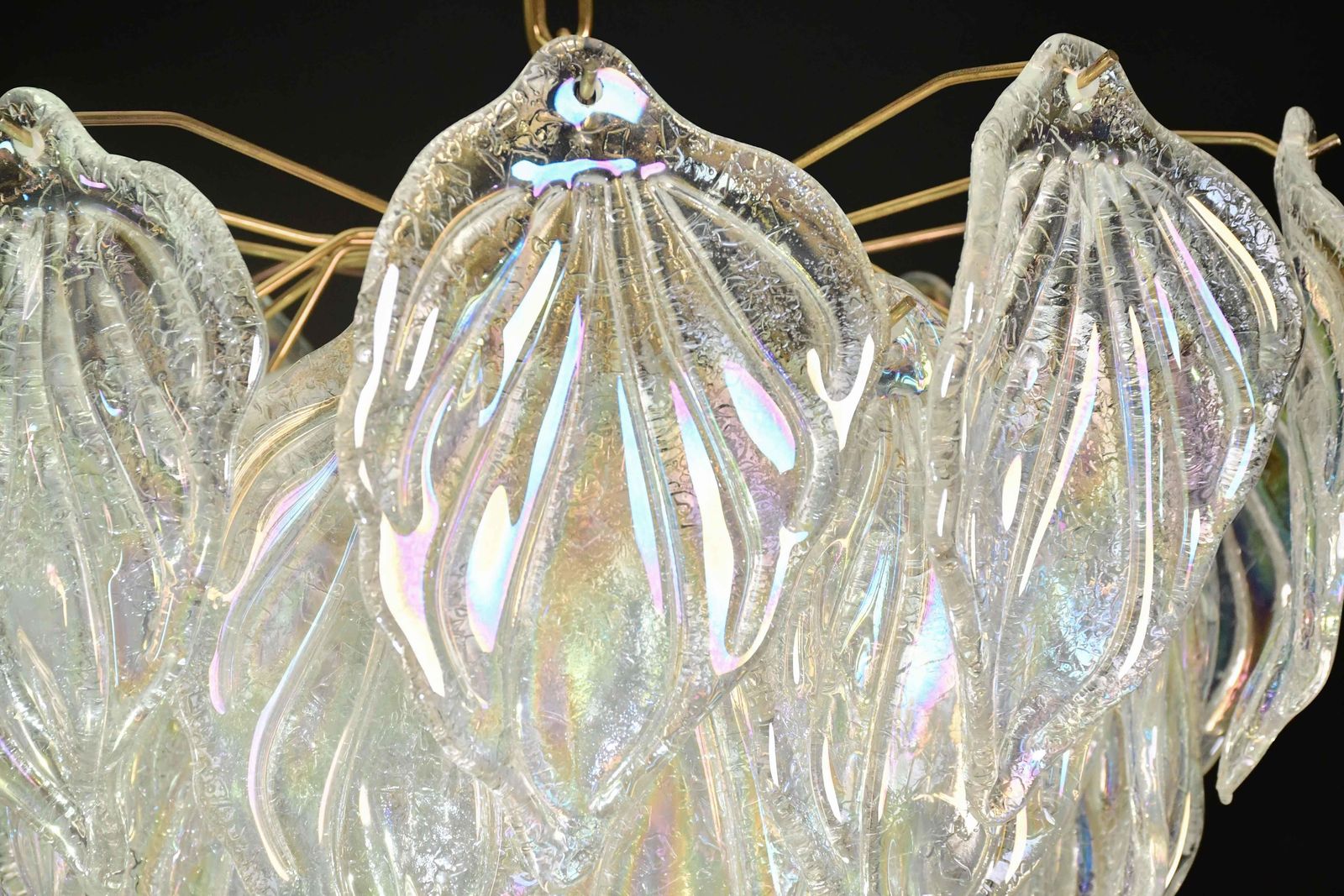 2655.0 Amazing Large Murano Glass Rainbow Leaves Chandelier photo