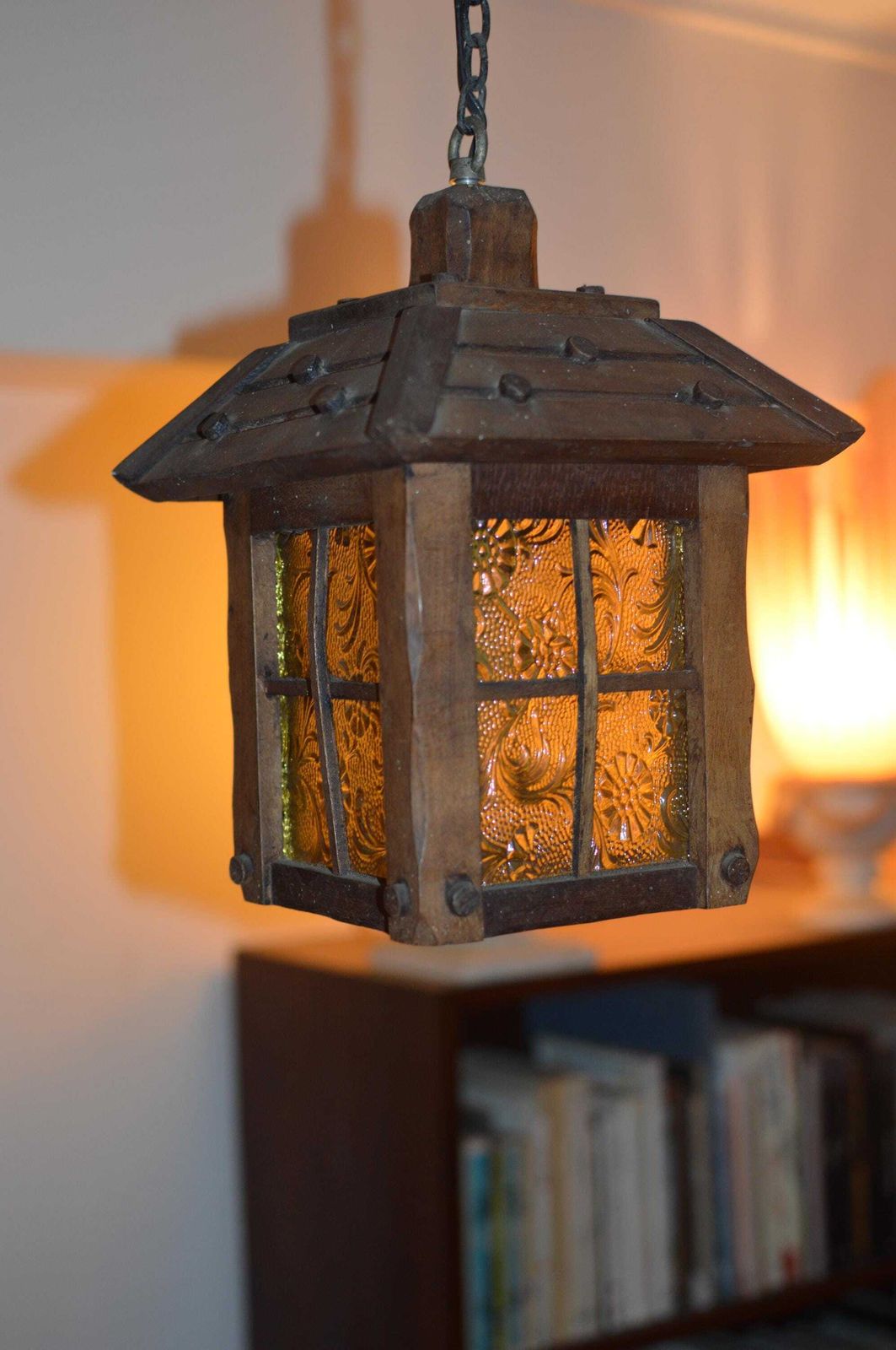 Antique French Hall Wood Porch Lantern photo for sale