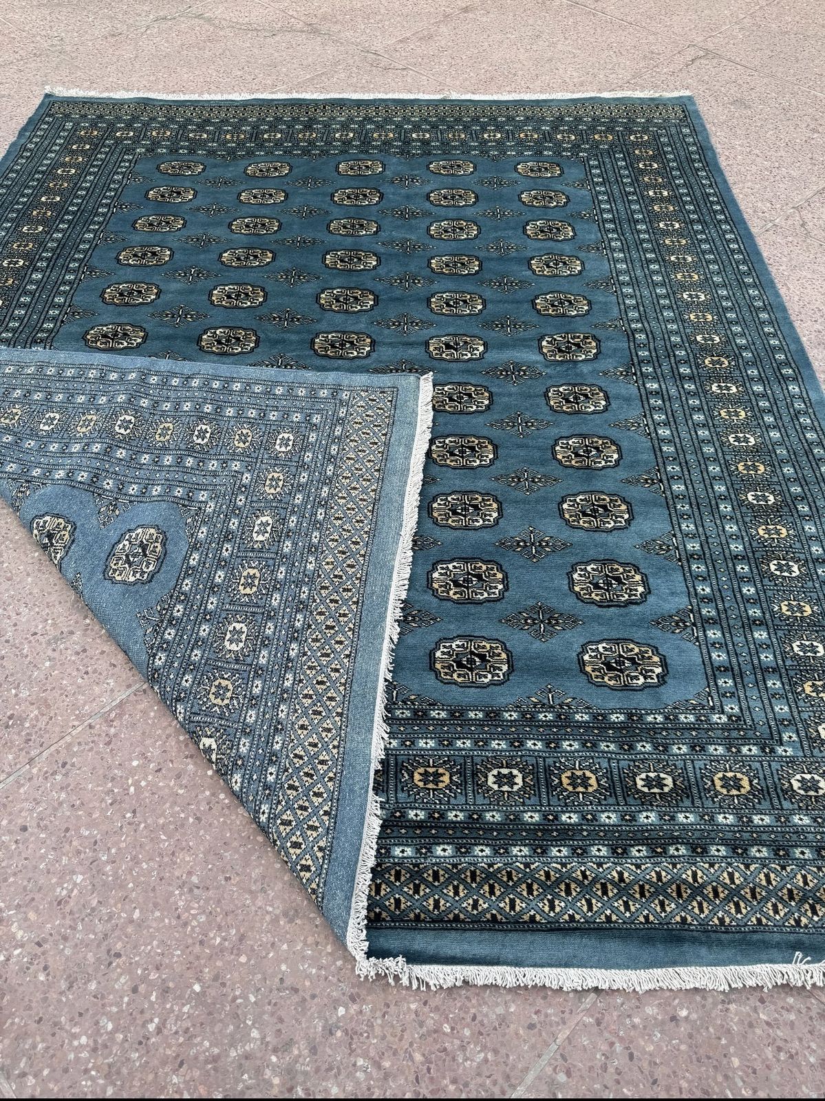 Denim Blue Bokhara Rug 8x10, Late 20th Century photo furniture