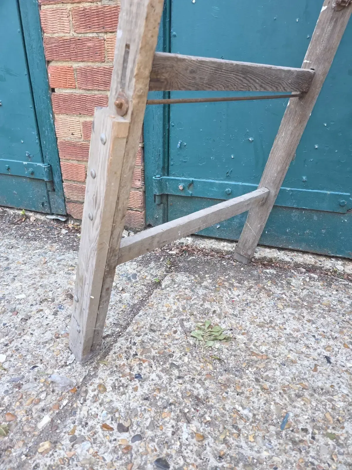Vintage French Pine Wooden Trestle Ladders Shelving Wedding Display photo 75.0