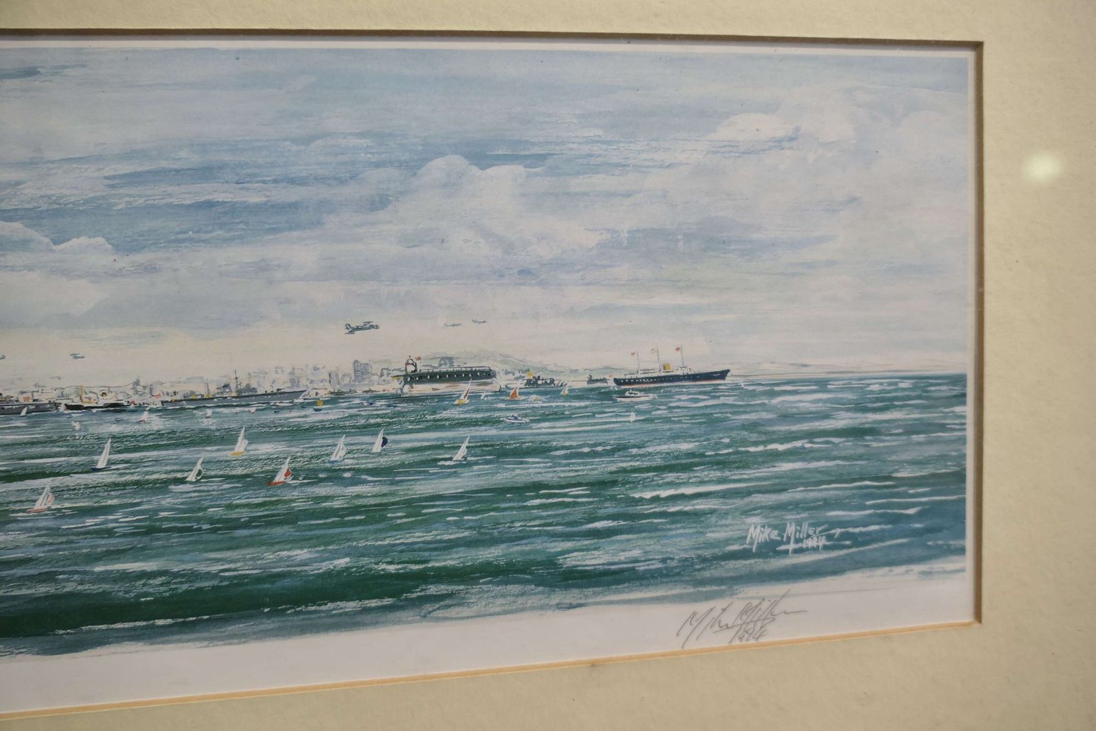 1994 Watercolour, Fleet Review Of Spithead By Mike Miller photo for sale