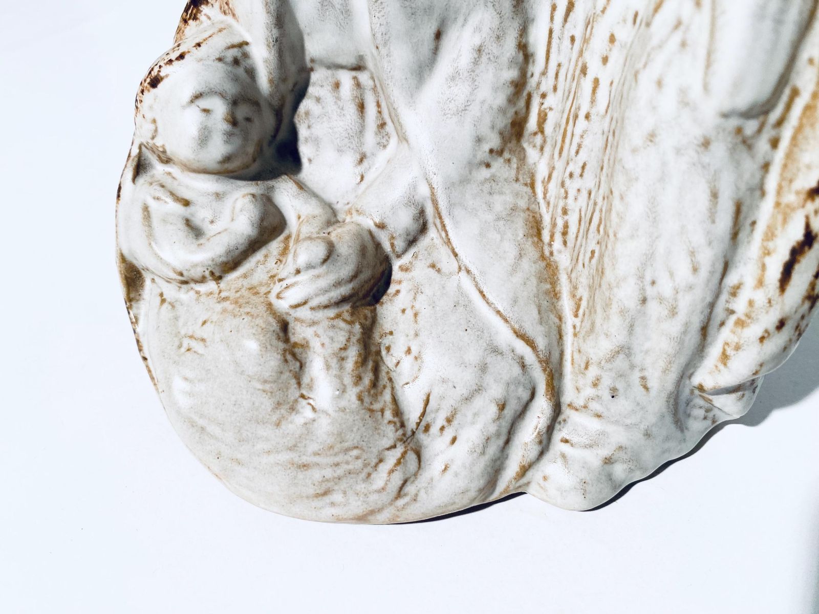 Wgp Langerwehe Ceramic Crib Nativity Mother Mary Joseph Jesus Relief / Kuckertz & Rennertz photo Home Decor