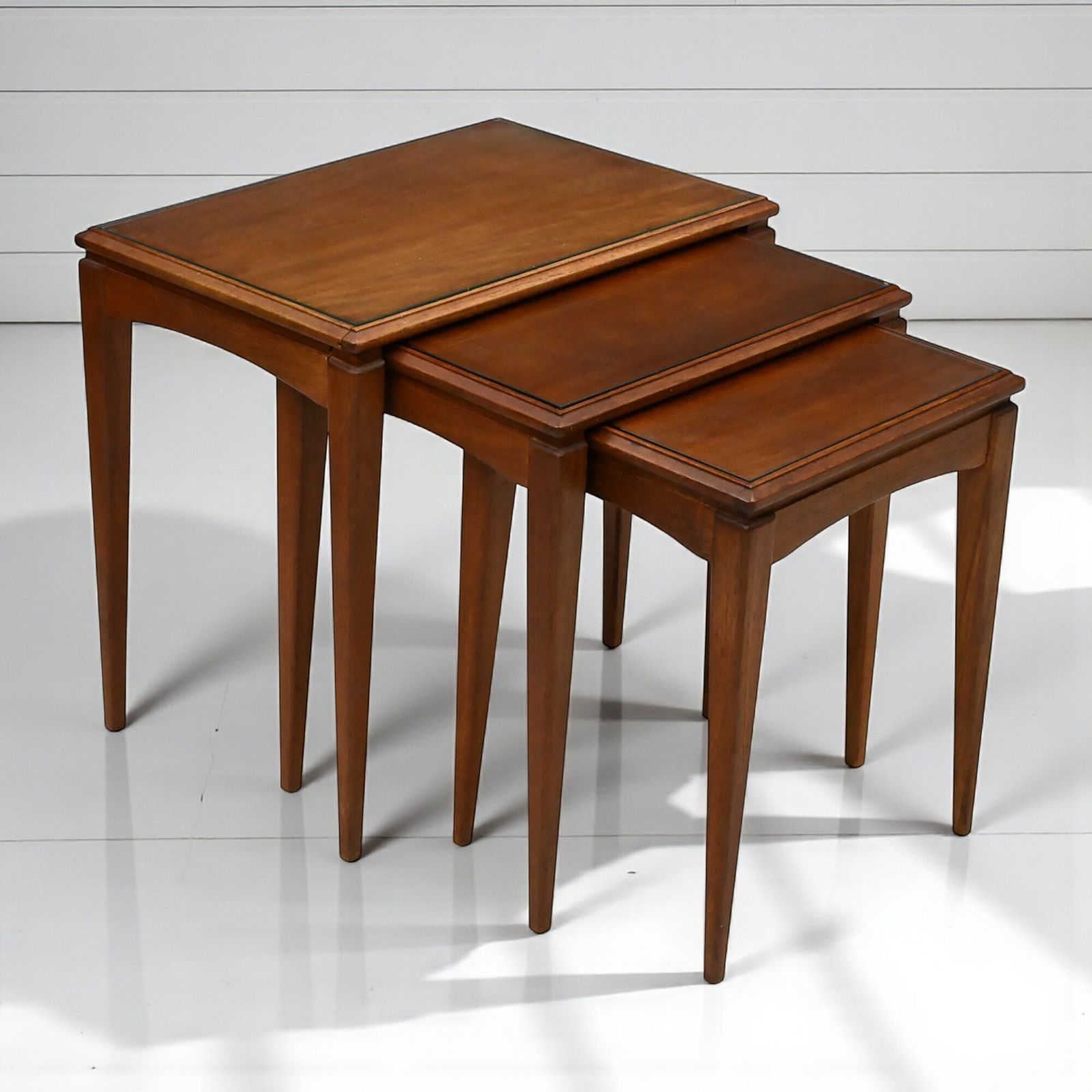 Retro Teak Nest Of Tables With Glass Tops Free Uk Delivery.