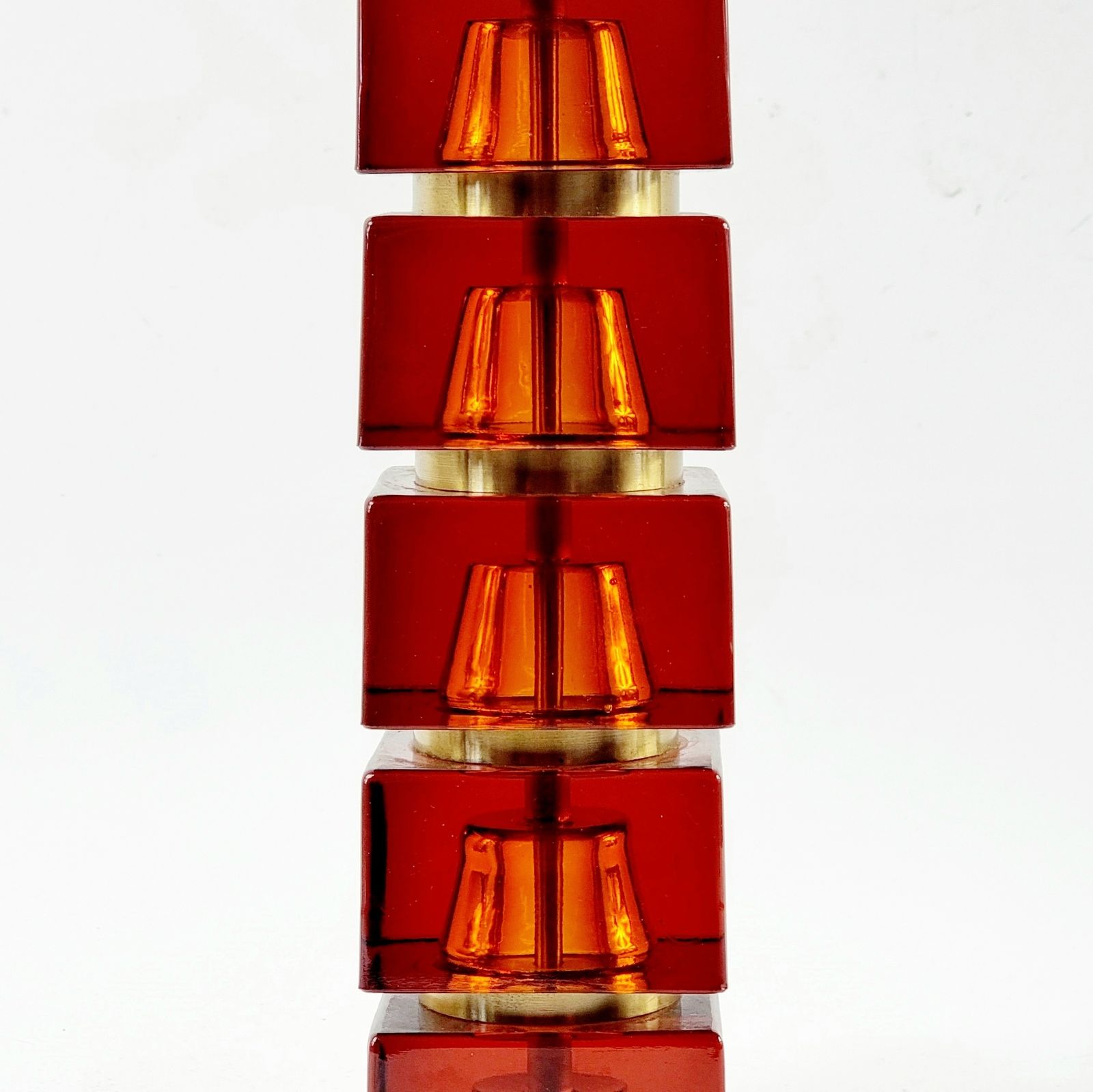 Large Mid Century Scandinavian Art Glass & Brass Table Lamp By Carl Fagerlund For Orrefors, Sweden, 1960s photo for sale