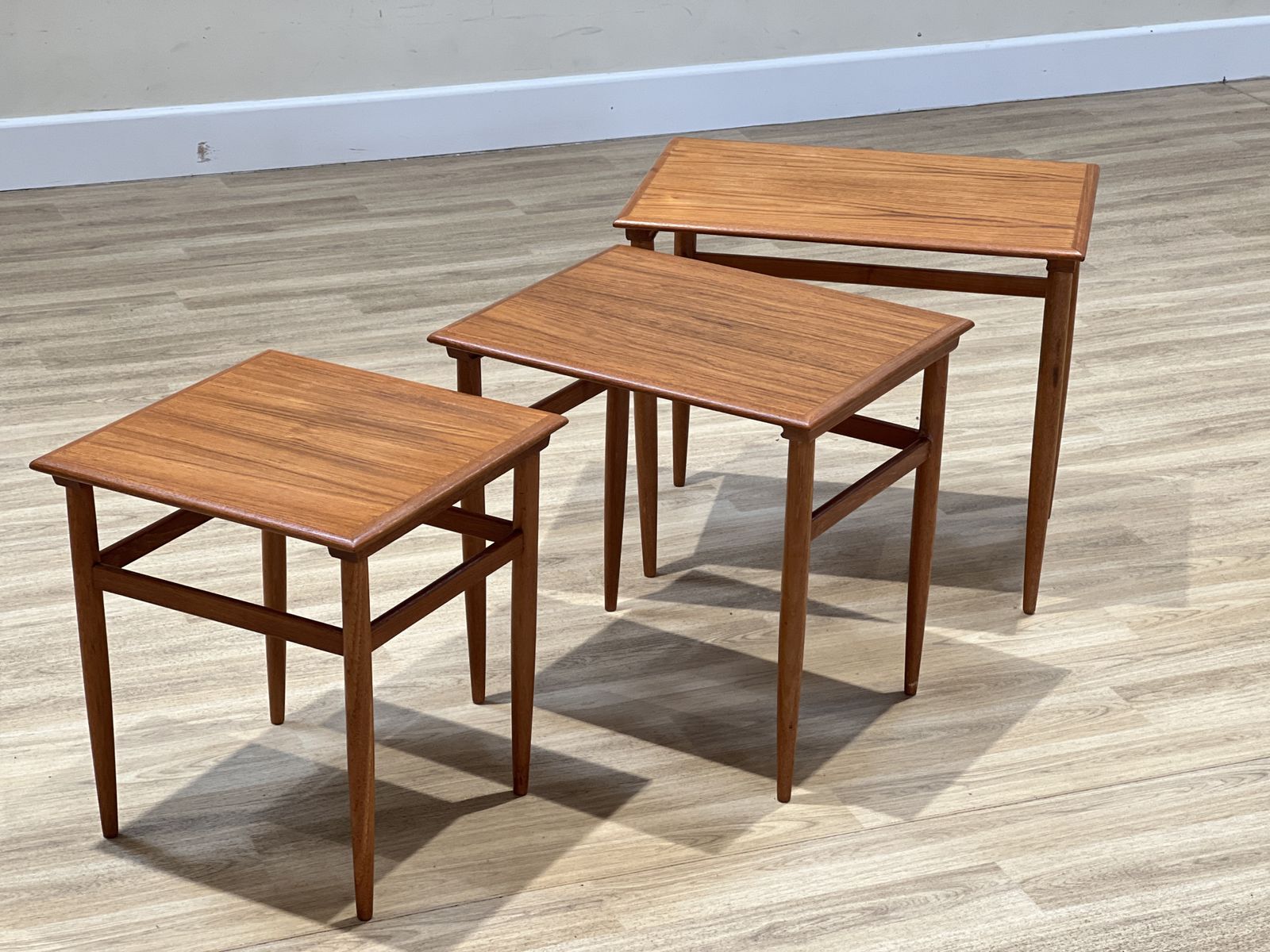 Set Of Three Danish Teak Nesting Tables By Johannes Andersen, 1960s photo buy