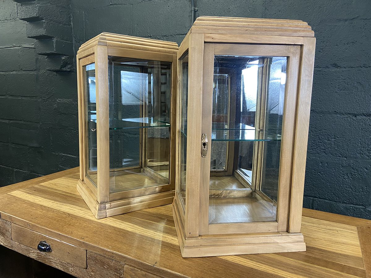 photo for sale Pair Of French Art Deco Display Cabinets