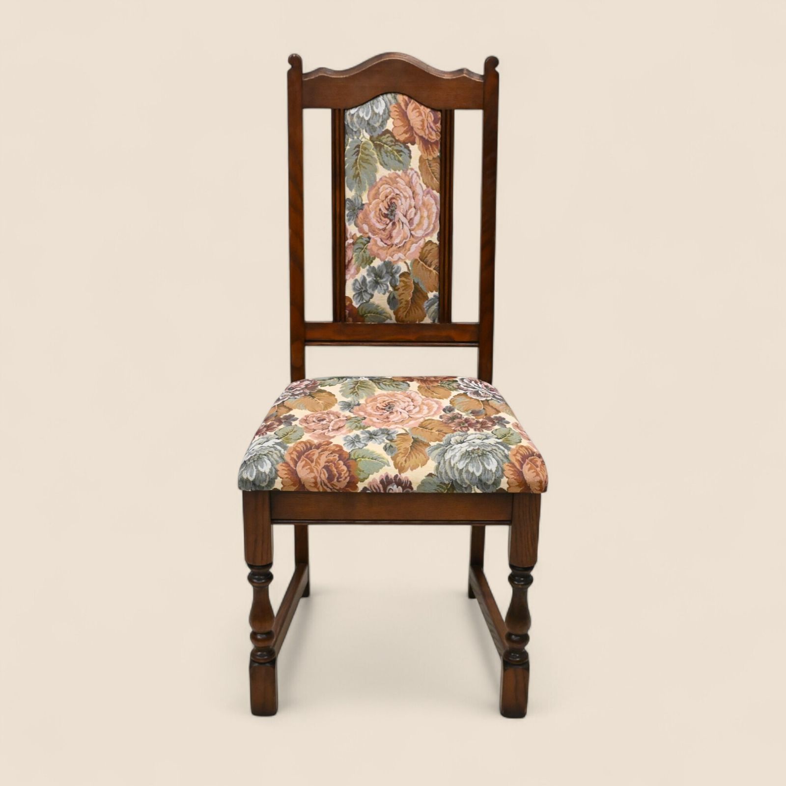 6 Old Charm Dining Chairs Upholstered Tudor Brown Frames Free Uk Delivery* photo for sale