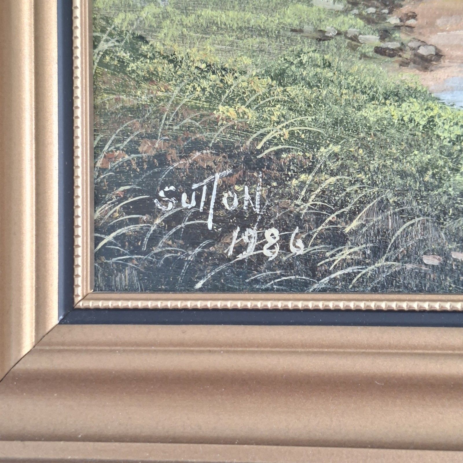 Original Oil Painting English Countryside Framed Keith Sutton 1980s Vintage photo for sale