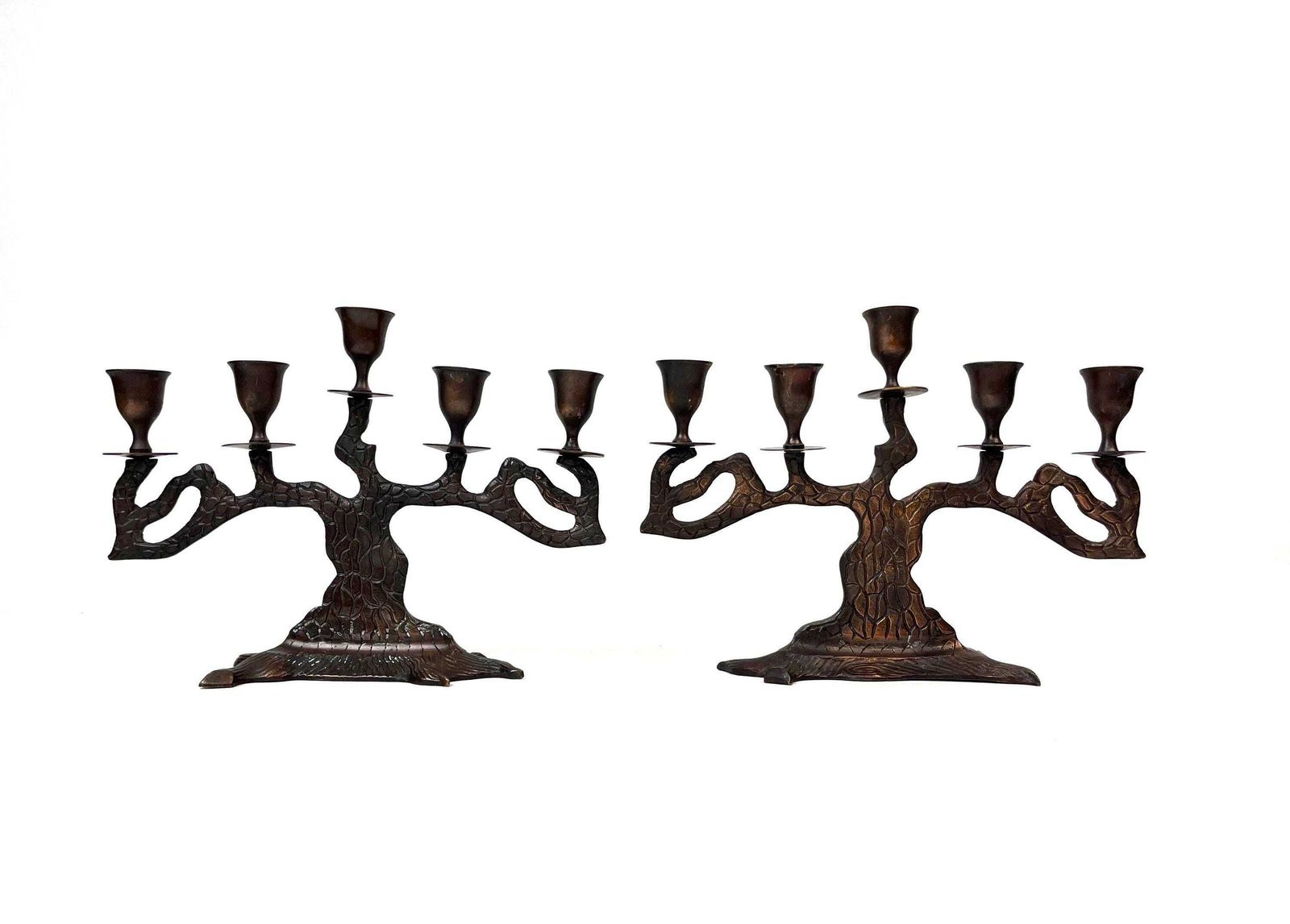 Stunning Pair Mid Century Anthroposoph Organic Tree Shaped Candle Holders Candlesticks photo furniture