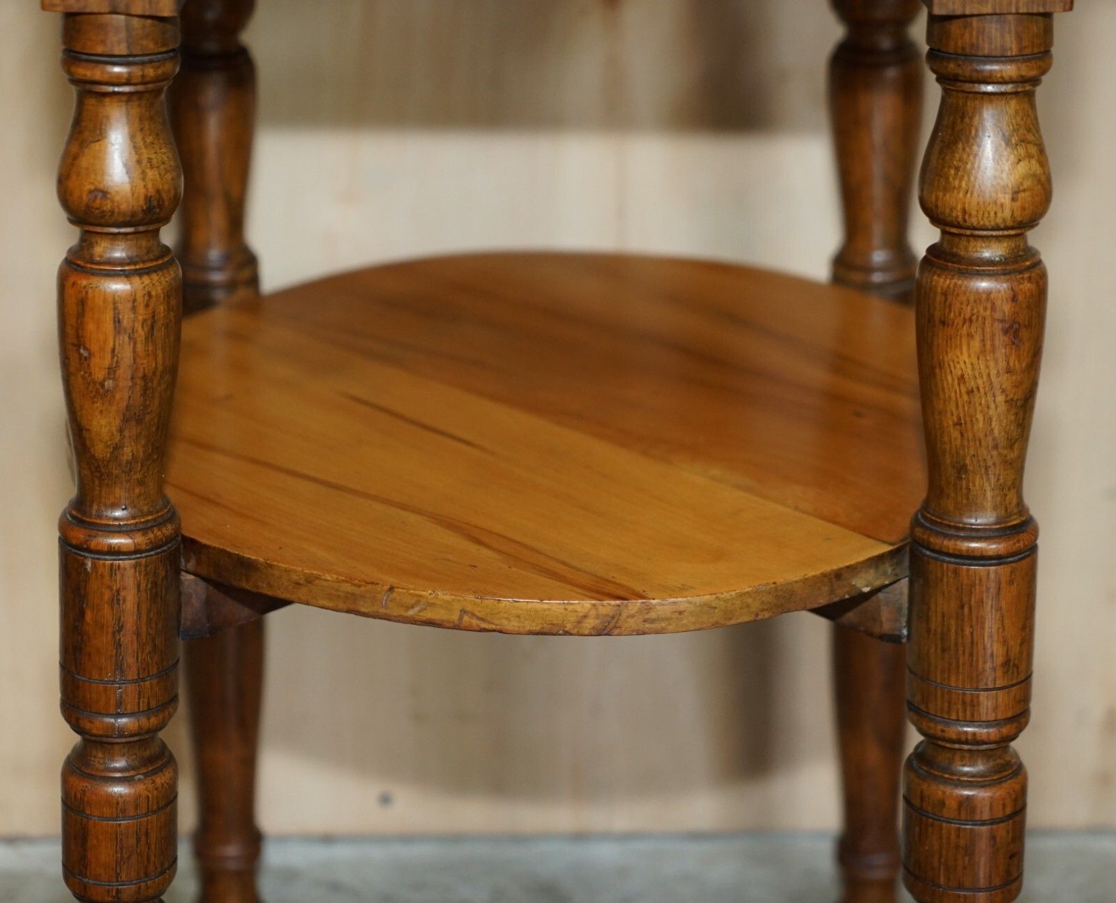 Lovely Circa 1900 English Oak Side Table With Turned Legs And A Nice Rich Patina photo Furniture