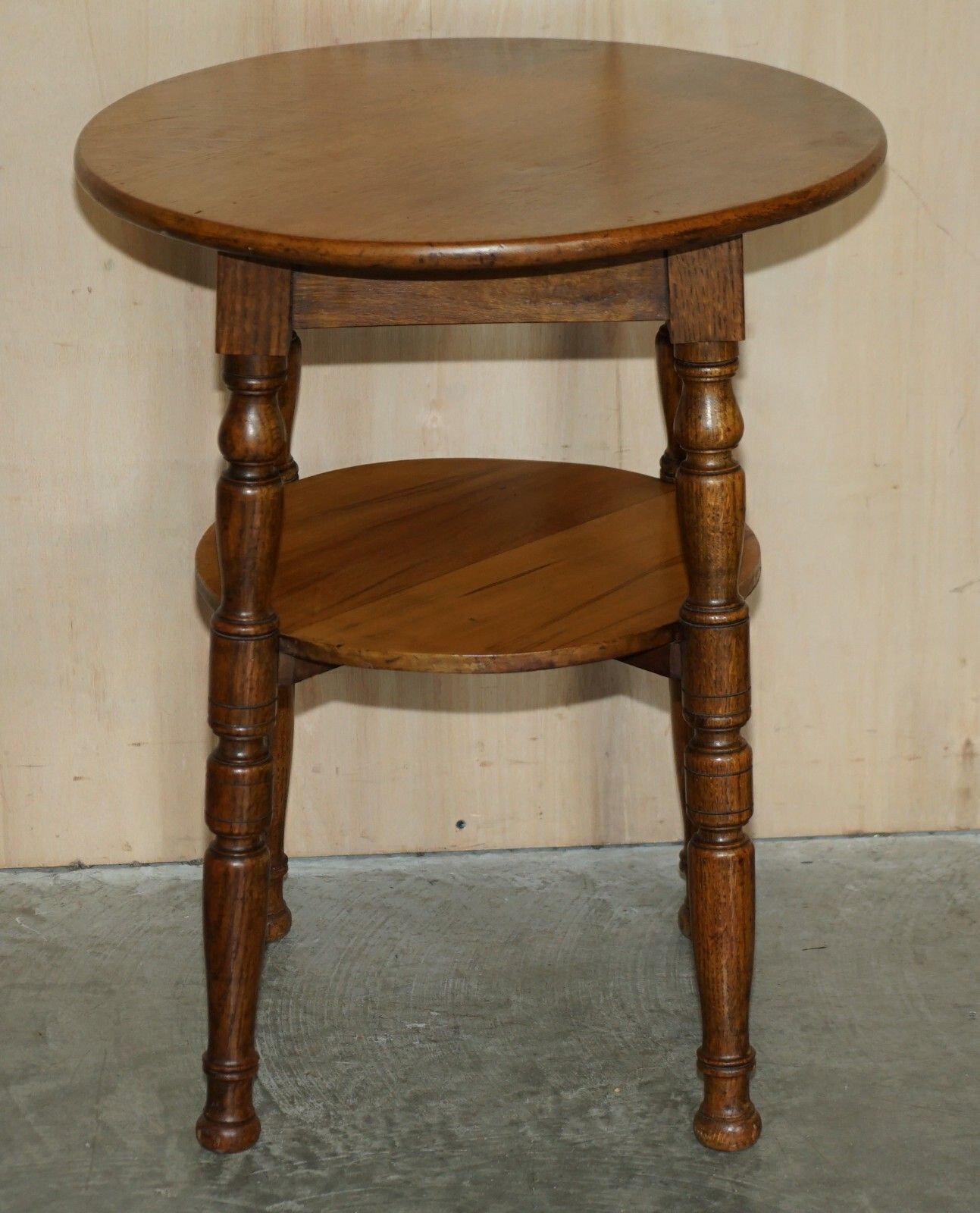 Furniture Lovely Circa 1900 English Oak Side Table With Turned Legs And A Nice Rich Patina photo