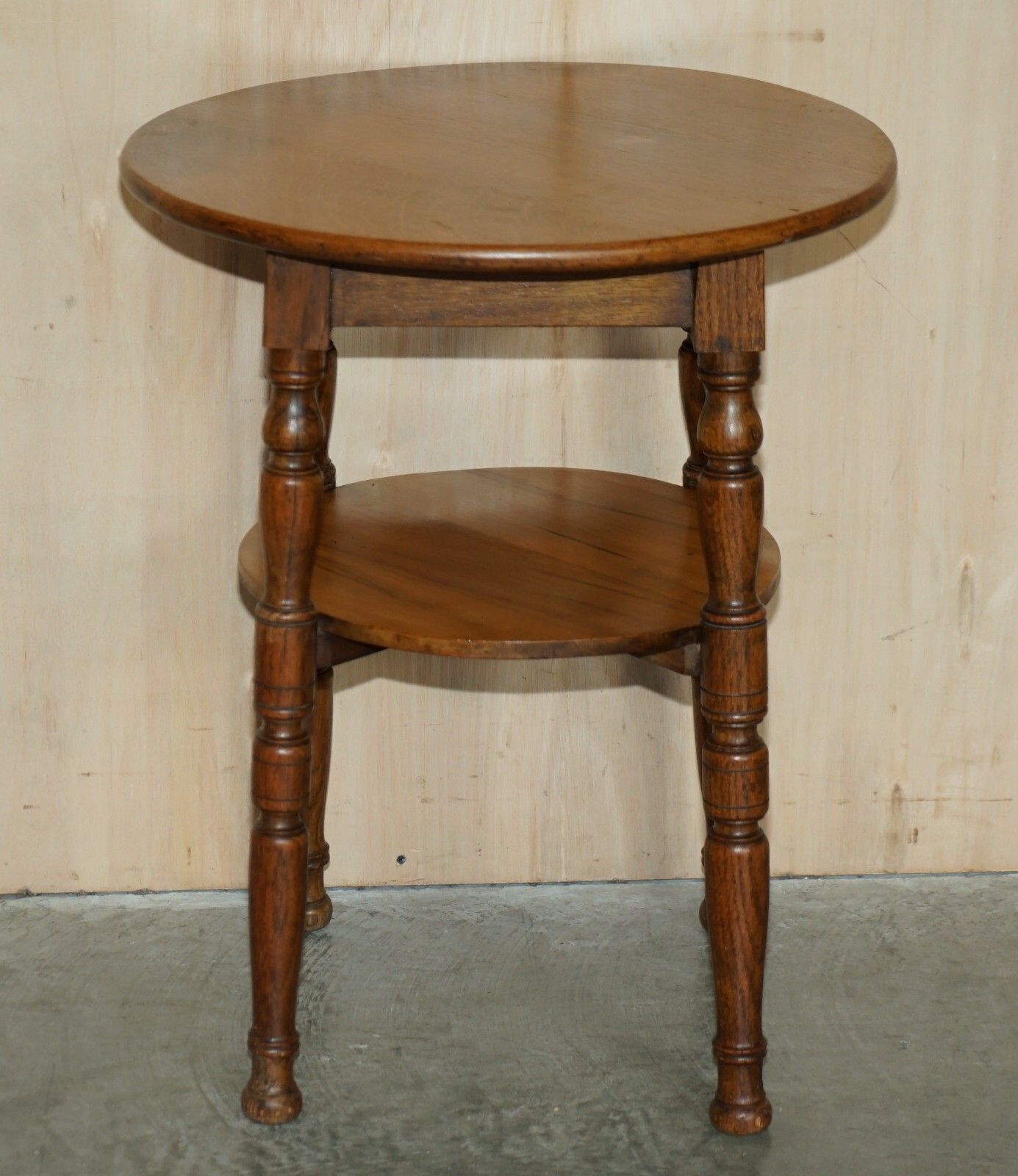 675.0 Lovely Circa 1900 English Oak Side Table With Turned Legs And A Nice Rich Patina photo