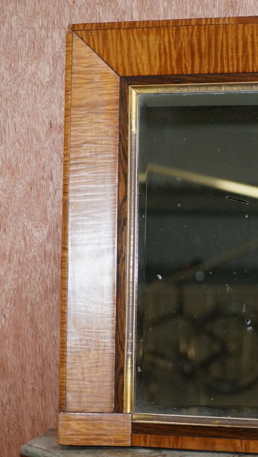 Victorian Maple Framed Wall Mirror Lovely Bevelled Timber And Distressed Glass photo furniture