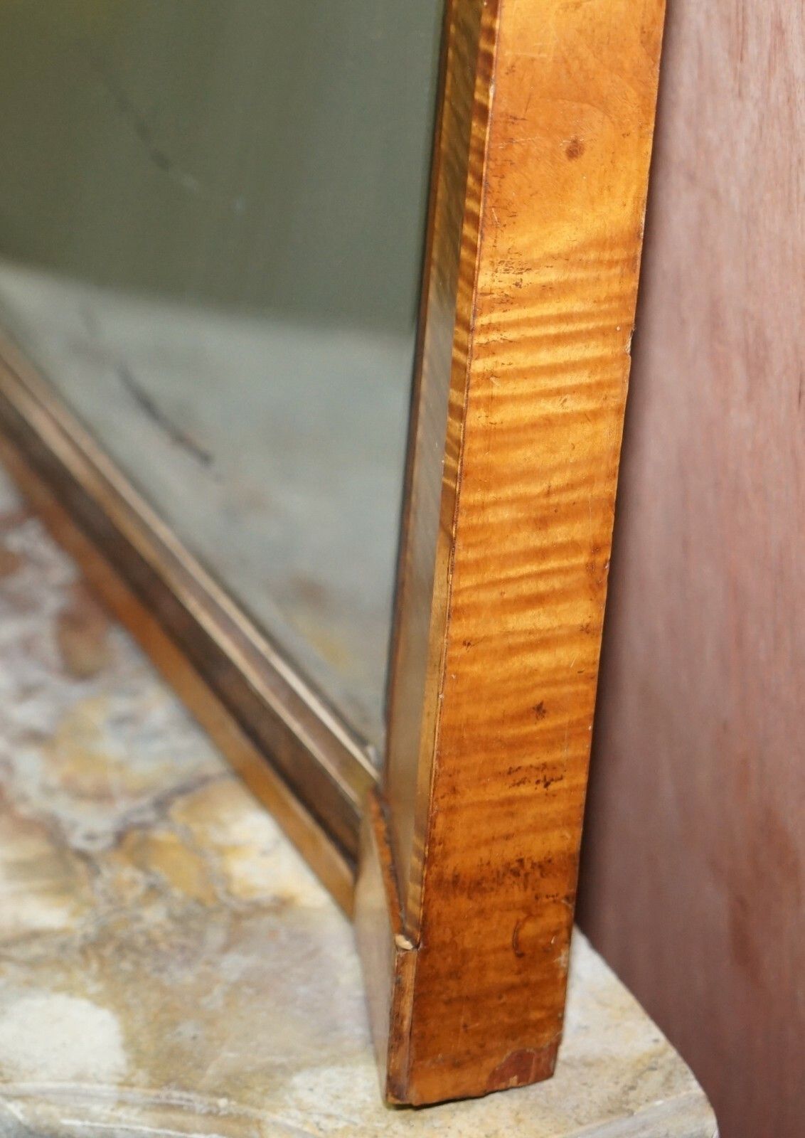 Home Decor Victorian Maple Framed Wall Mirror Lovely Bevelled Timber And Distressed Glass photo