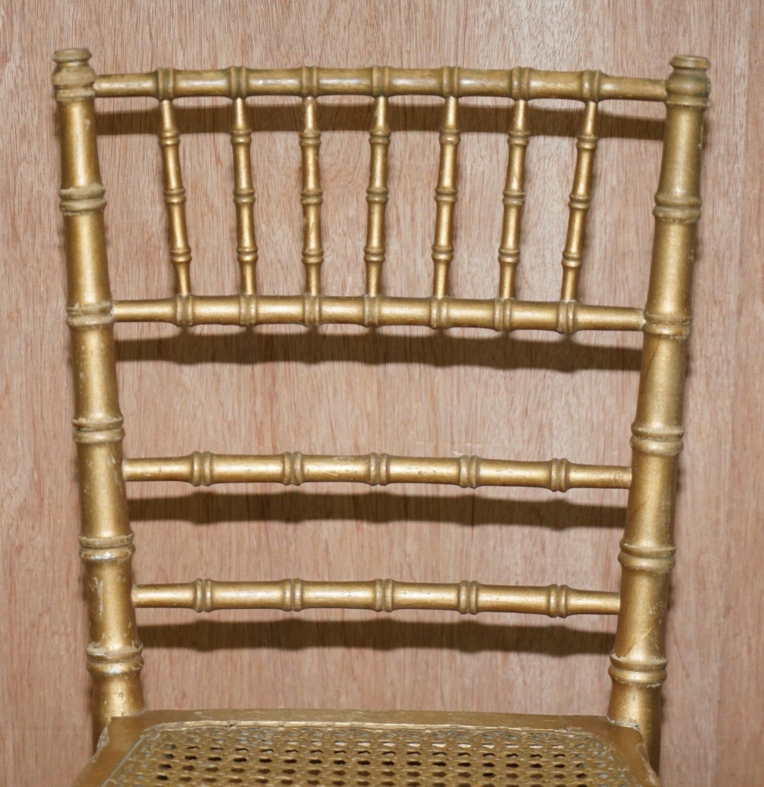 Pair Of Edwardian Giltwood Famboo Regency Style Bergere Chairs With Gold Gilding photo Furniture