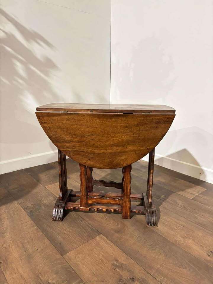 Vintage Mahogany & Oak Drop Leaf Table Of Small Proportions photo Furniture