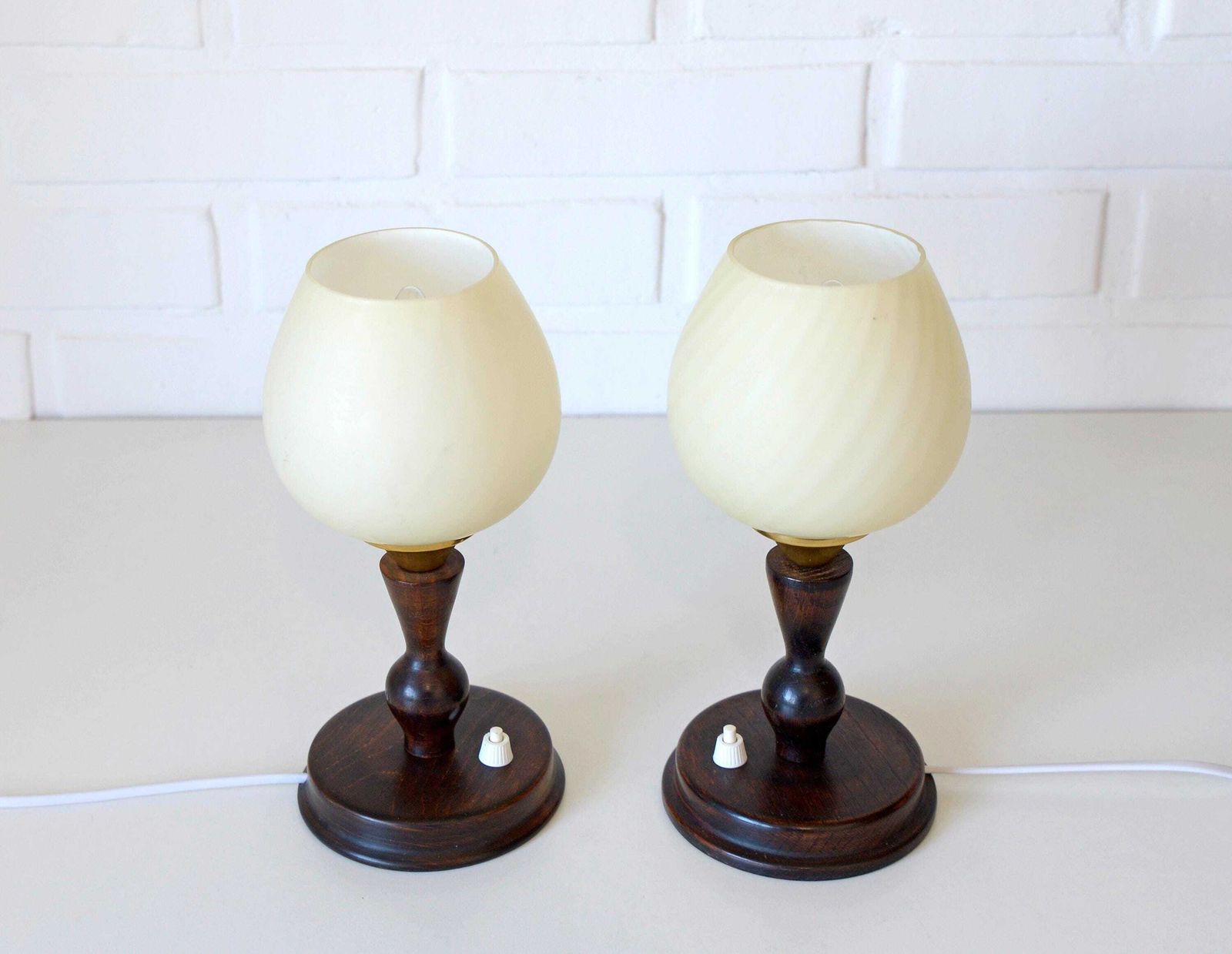 Pair Of Vintage Bedside Lamps Nightstand Lamps Wooden Rustic Desk Lights photo Lighting