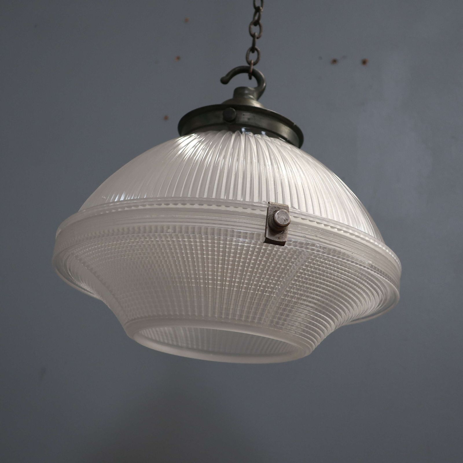 Two Part Holophane Pendant Light photo for sale