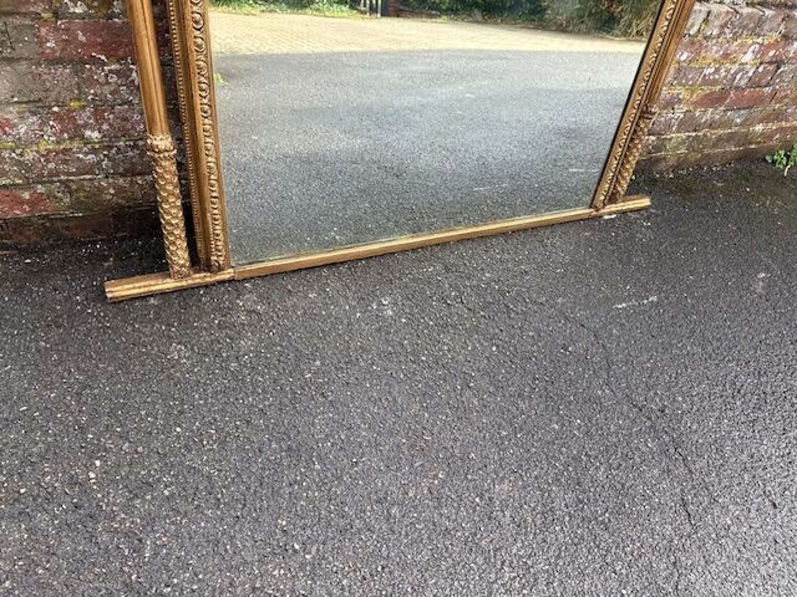 A Stunning Large Antique English 19th C Gilt Rope Twist Frame Overmantle Mirror. photo Home Decor