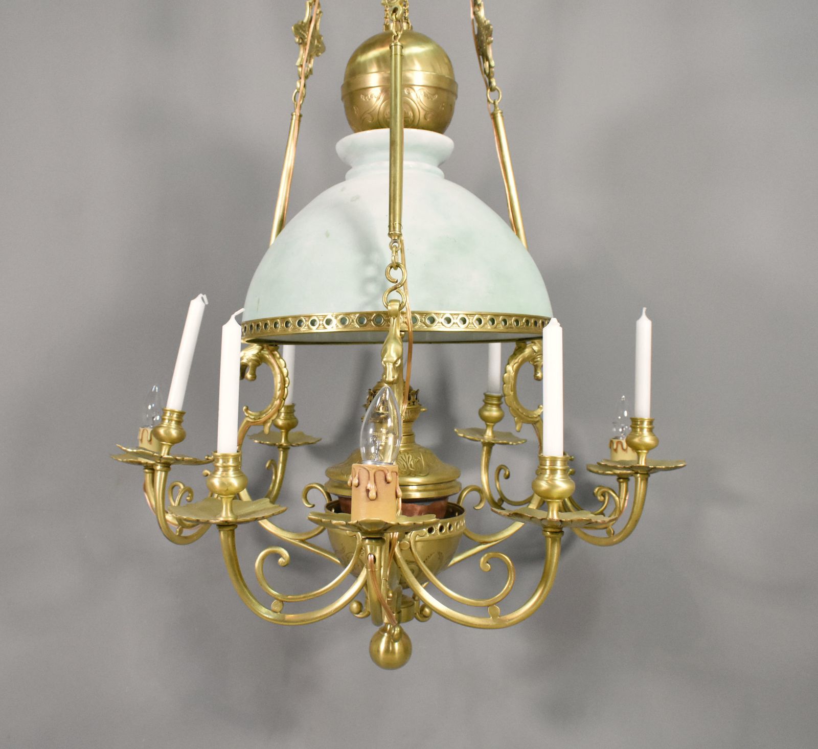 Very Large French Chandelier In Bronze & Opaline Napoleon III Period photo Lighting
