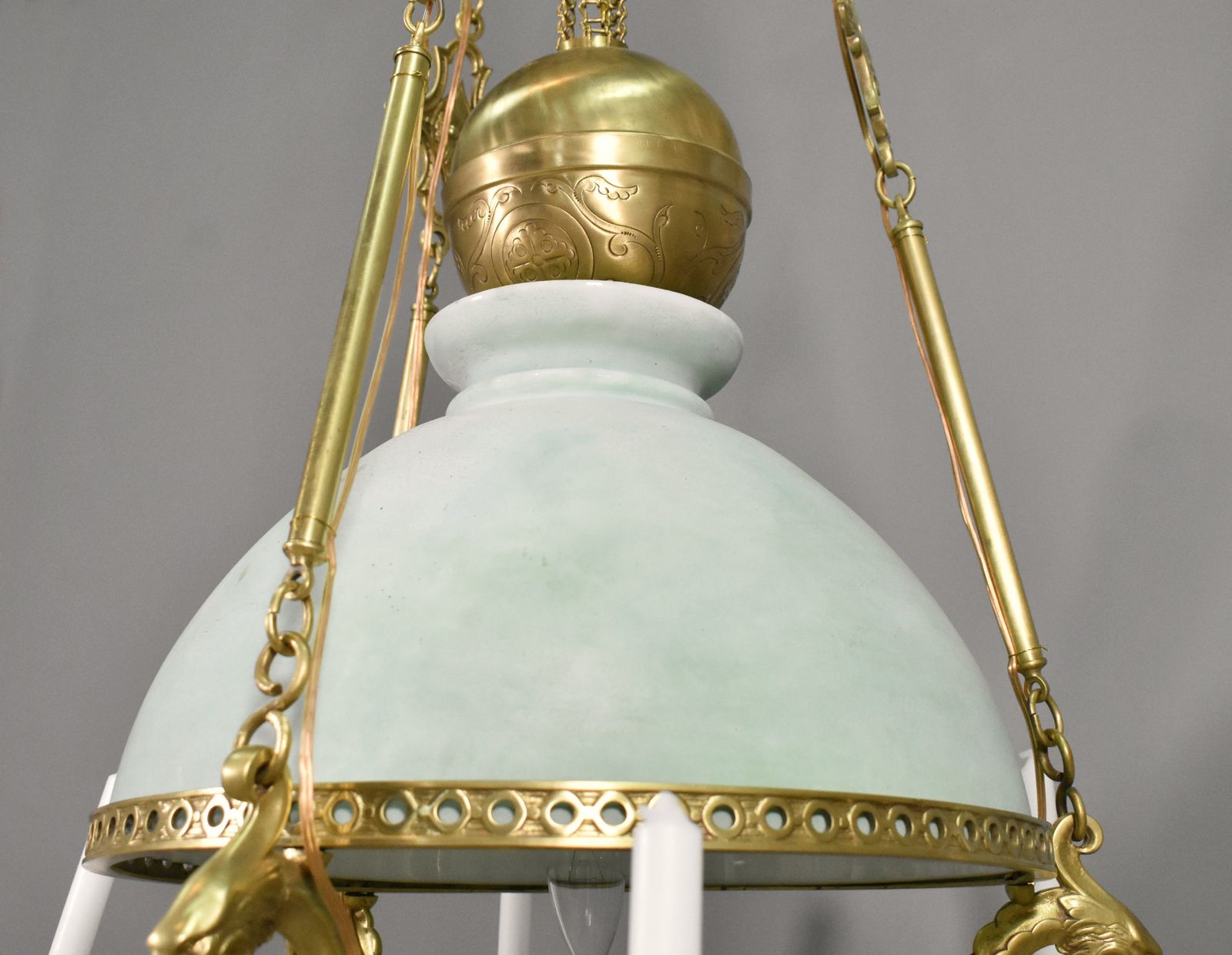 Very Large French Chandelier In Bronze & Opaline Napoleon III Period photo vinterior