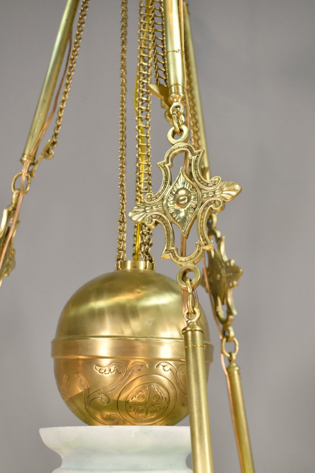 Very Large French Chandelier In Bronze & Opaline Napoleon III Period photo vintage