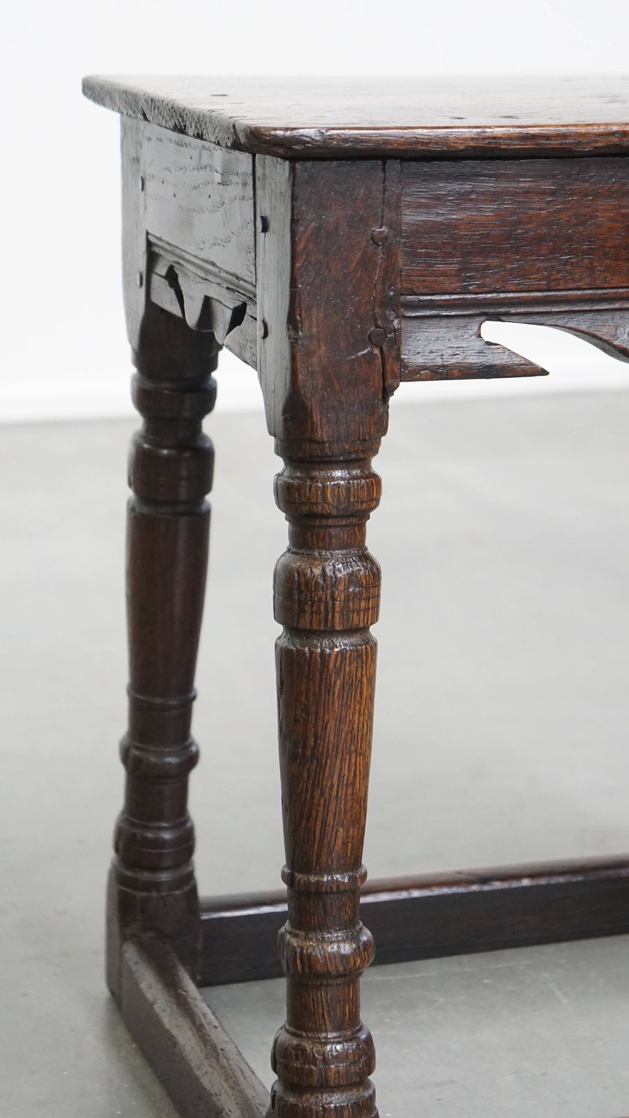 photo furniture Charming And Versatile Signed Antique English Oak Joint Stool/Side Table From The 17th Century