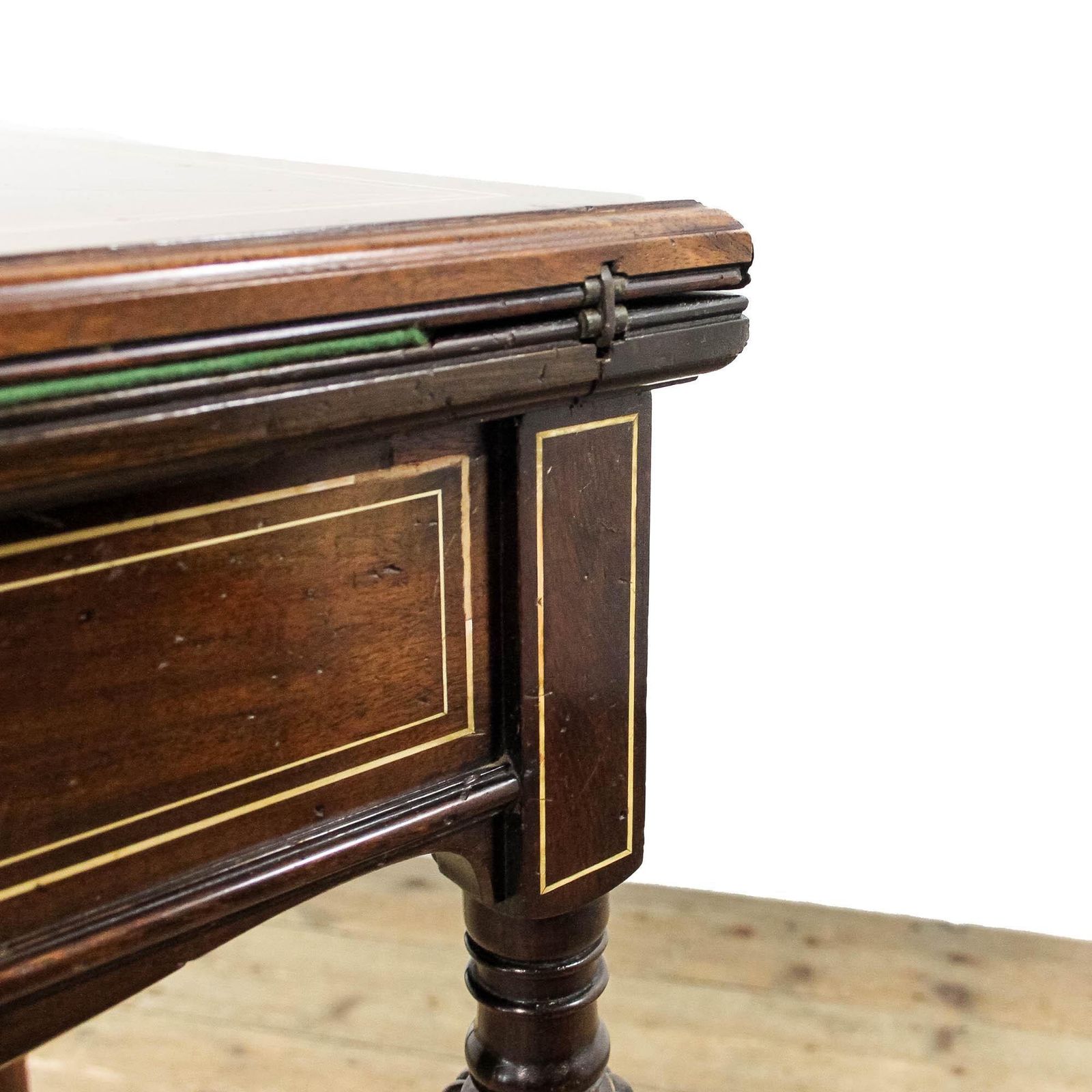 photo furniture Antique Edwardian Brass Inlaid Envelope Card Table | Antique Table | Antique Side Table | Antique Games Table