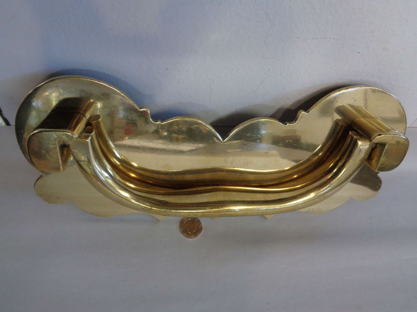 Antique Heavy Brass Door Handle / Knocker photo vintage