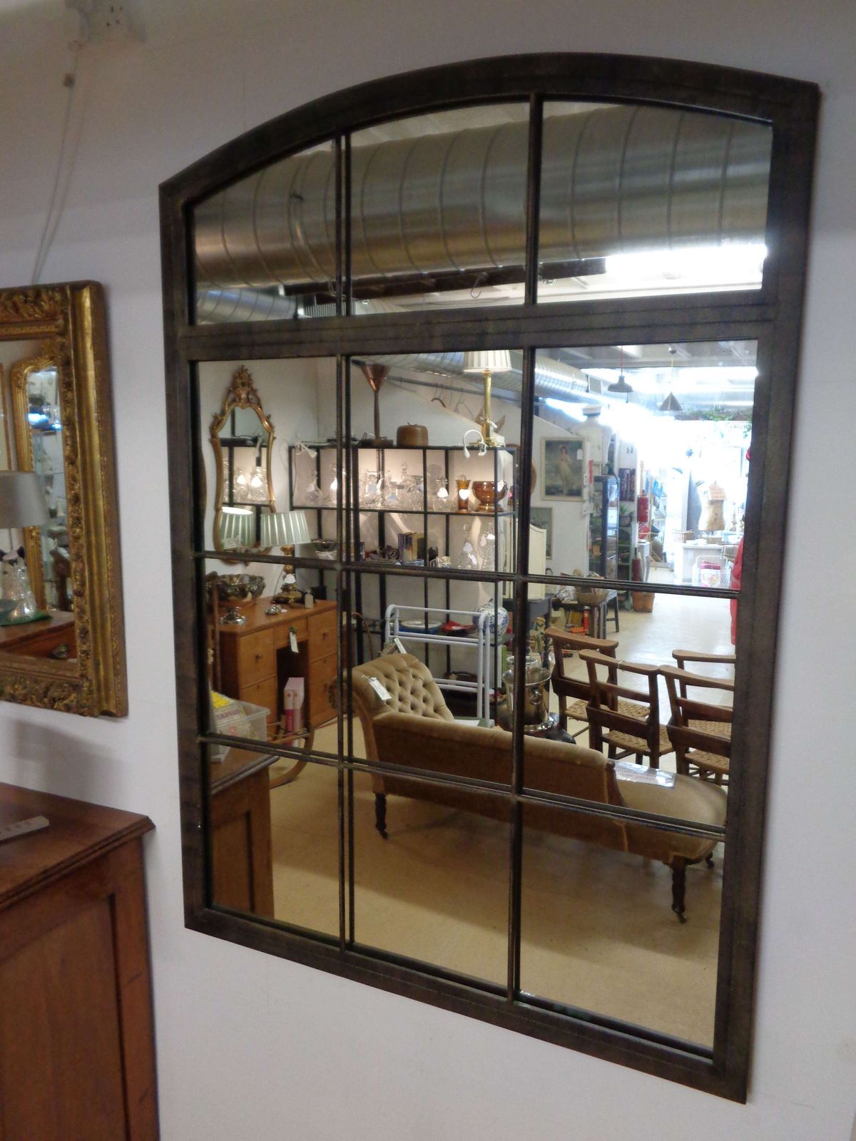 Impressive Industrial Style Metal Wall Mirror photo furniture