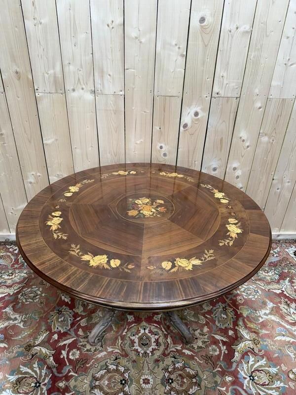 Table à Manger   Guéridon Basculant En Marqueterie De Style Napoléon III photo furniture
