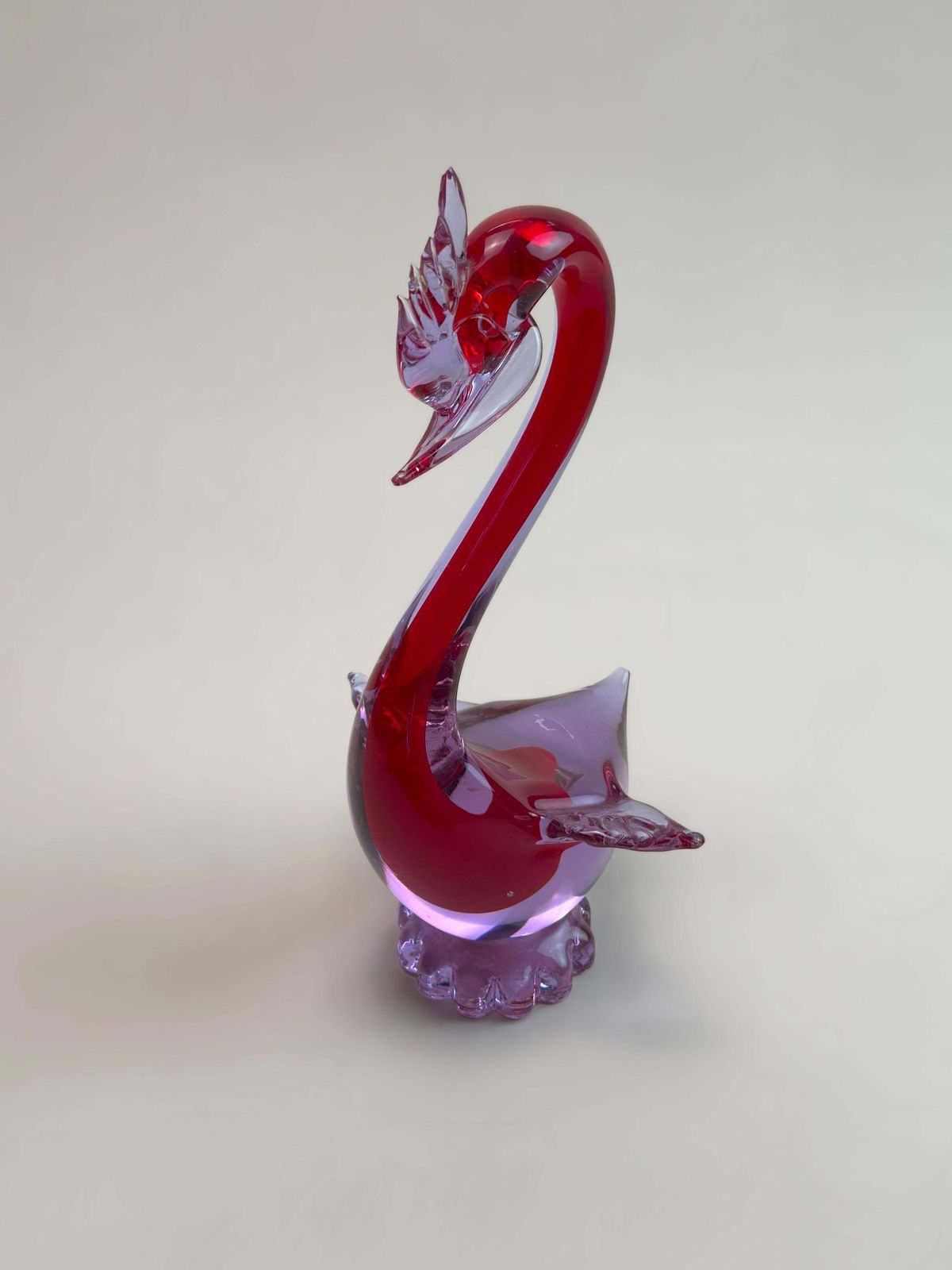 Murano Neodymium And Red Sommerso Glass Duck Sculpture, Italy, 1970s photo for sale