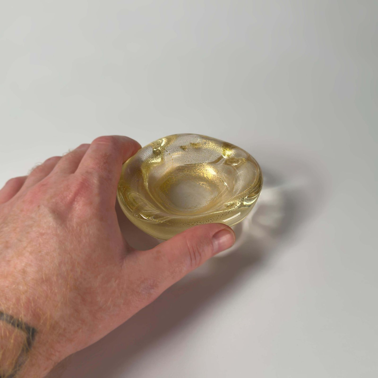 Small Gold Murano Glass Freeform Shaped Bowl By Archimede Seguso, Italy, 1980s photo Home Decor