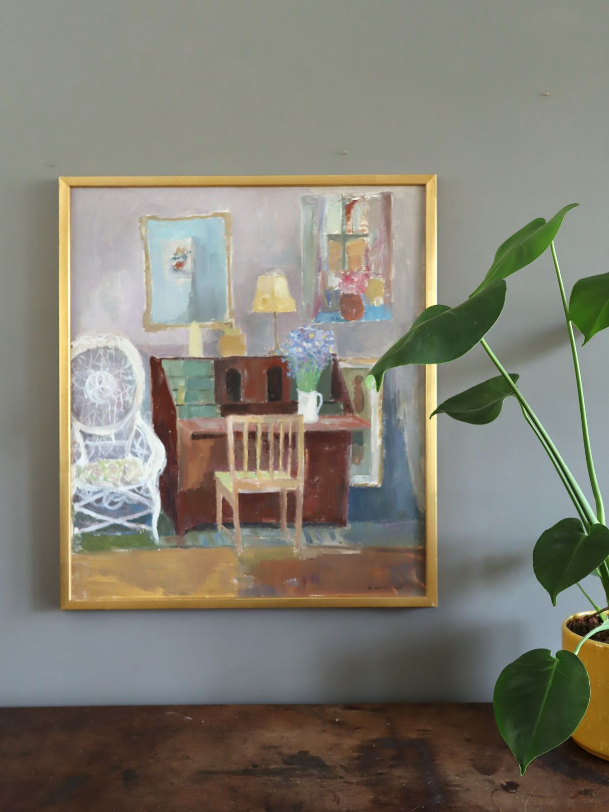 Interior With Desk, Oil Painting photo furniture
