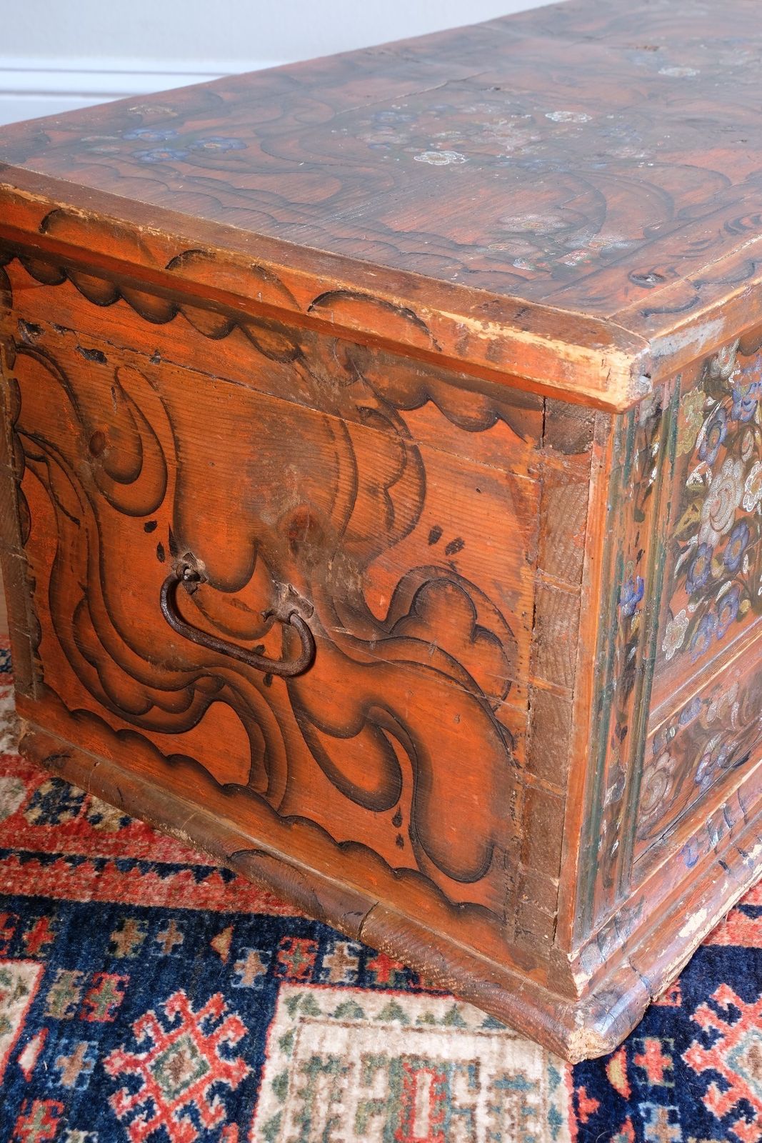 photo for sale Late 18th Century Alpine Painted Pine Coffer | Continental Folk Art Chest