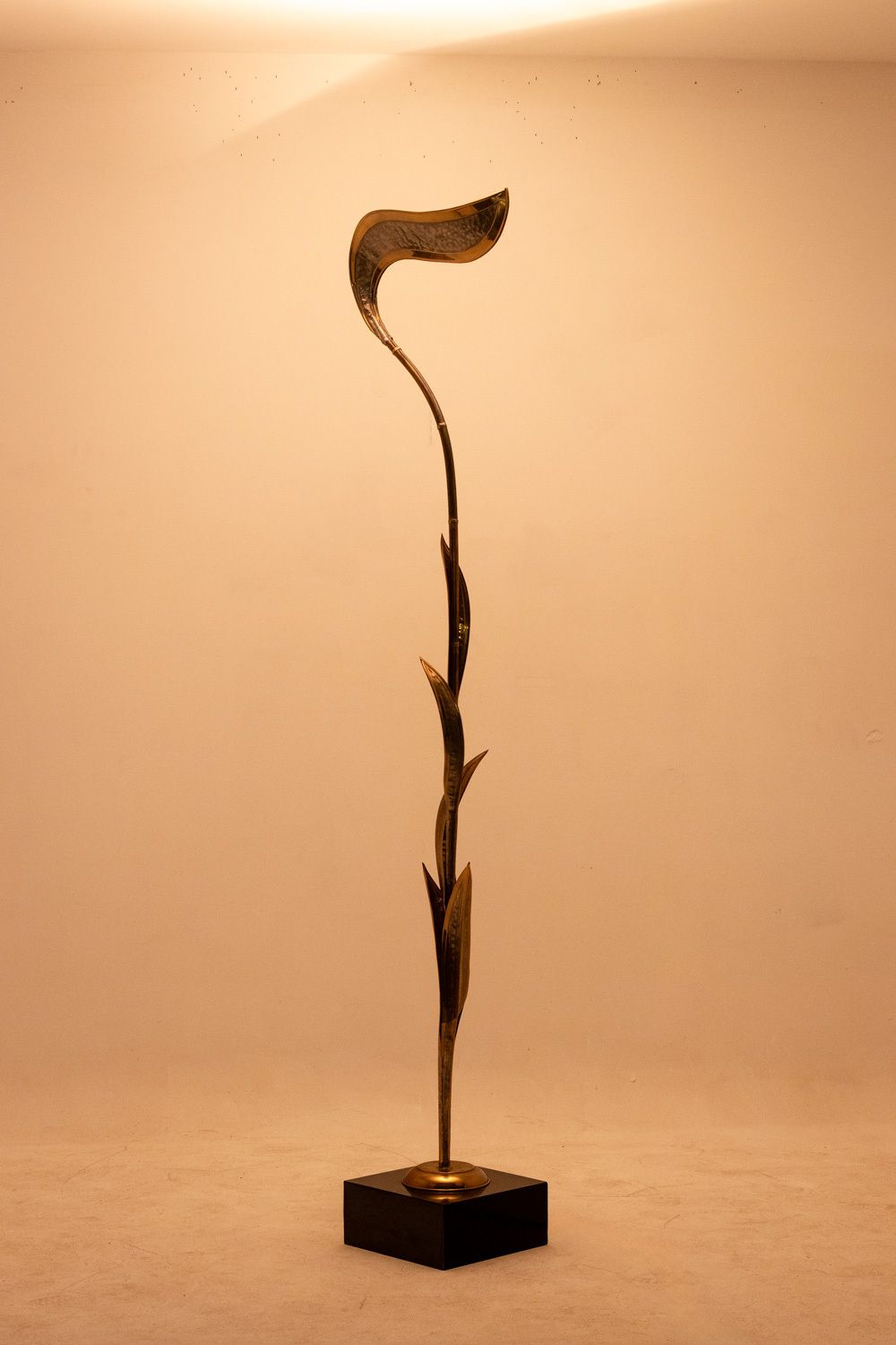 Maison Honoré. Golden Brass Floor Lamp. Circa 1970. photo for sale