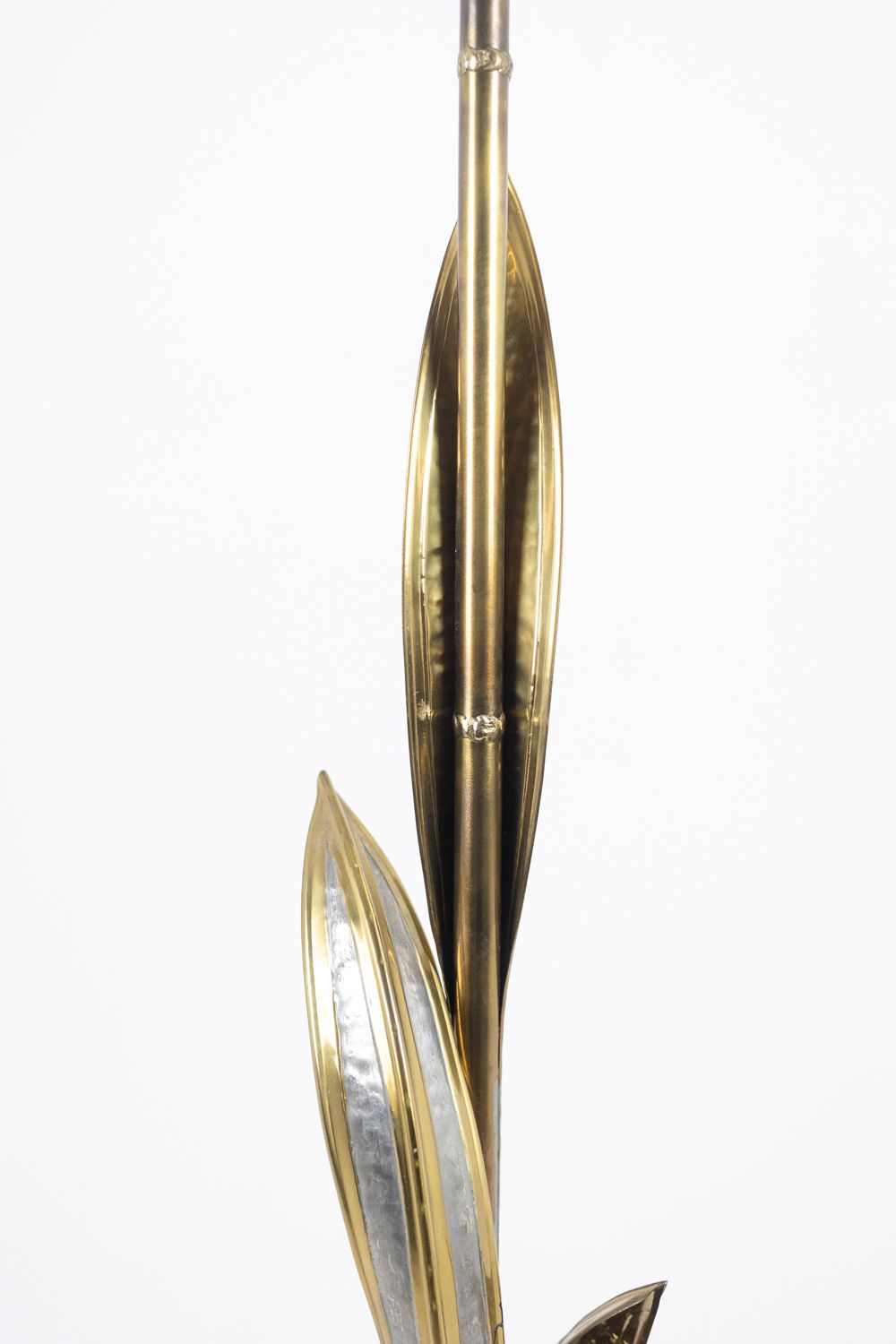 photo furniture Maison Honoré. Golden Brass Floor Lamp. Circa 1970.